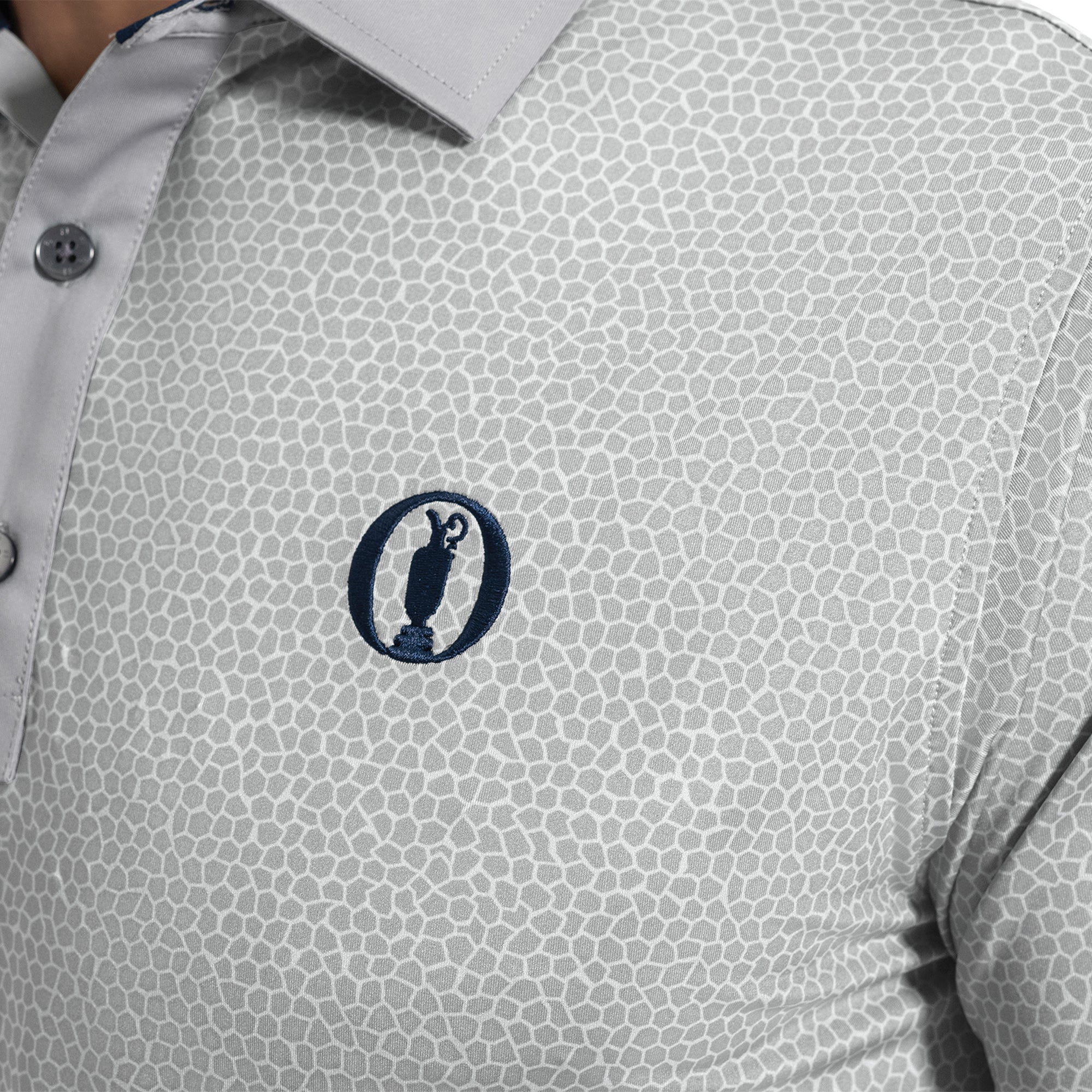 FootJoy The Open Octagon Rocks Lisle Golf Shirt - Grey - 38878 ...
