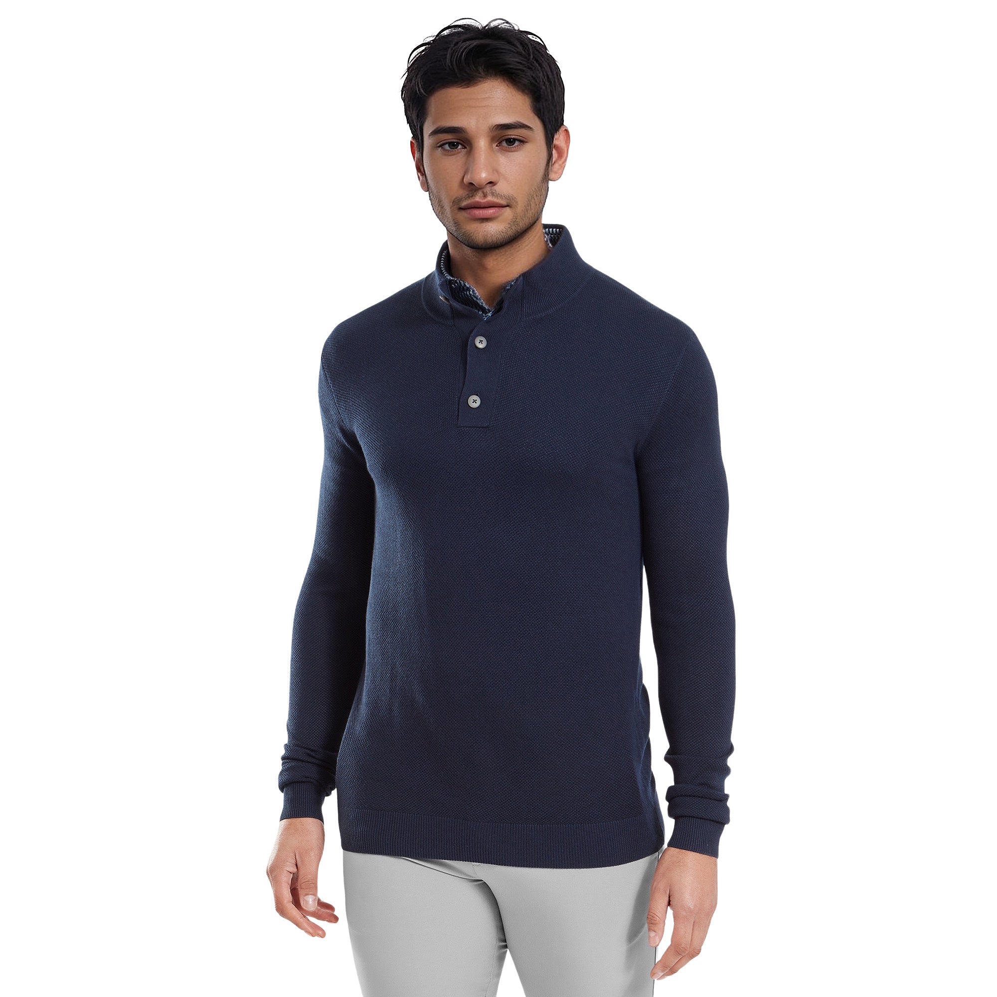 FootJoy Dri Release Button Placket Sweater Navy