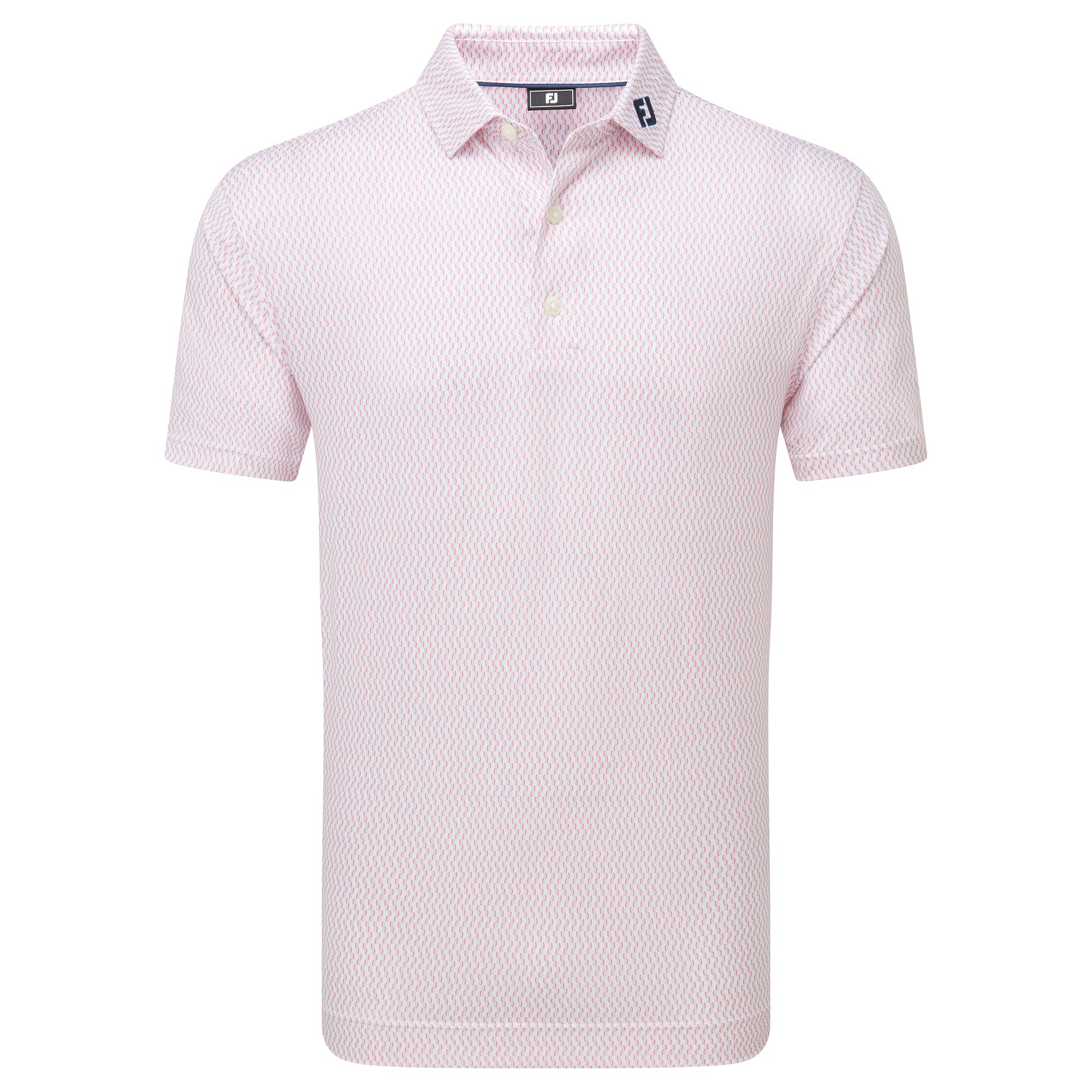 FootJoy Wiggle Print Lisle Golf Shirt White/Pink Lemonade