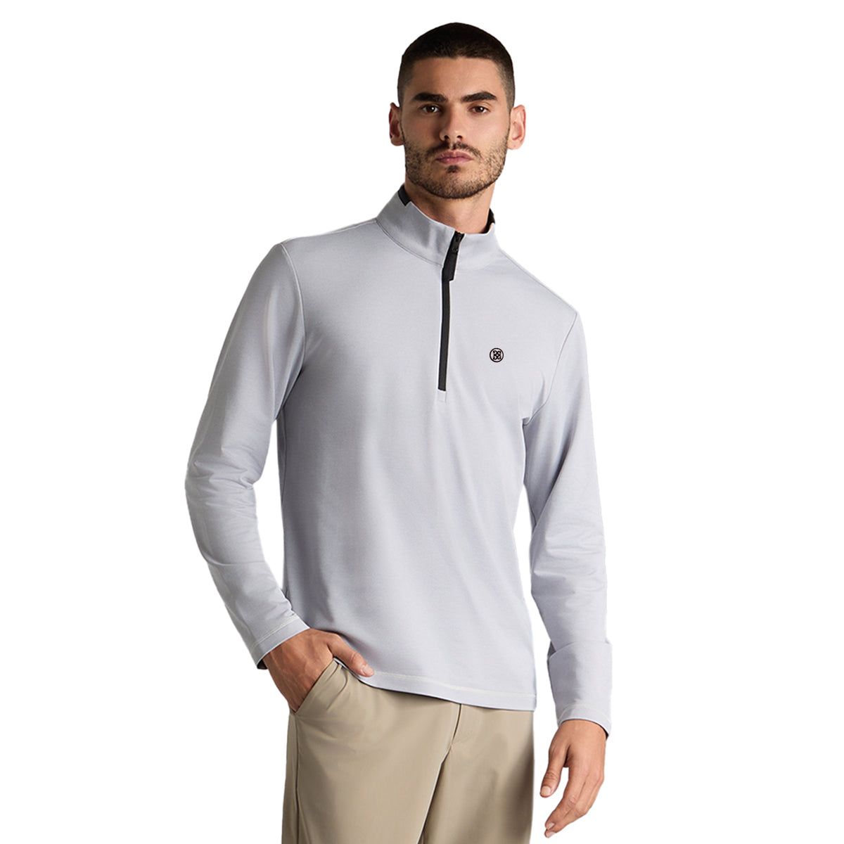 G-FORE Brushed Back Tech 1/4 Zip Pullover Light Grey