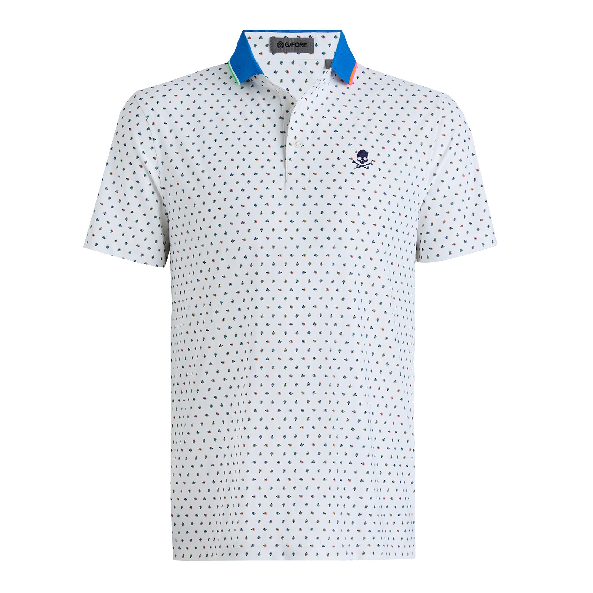 G/FORE Ditsy Floral Tech Pique Polo Shirt Snow 