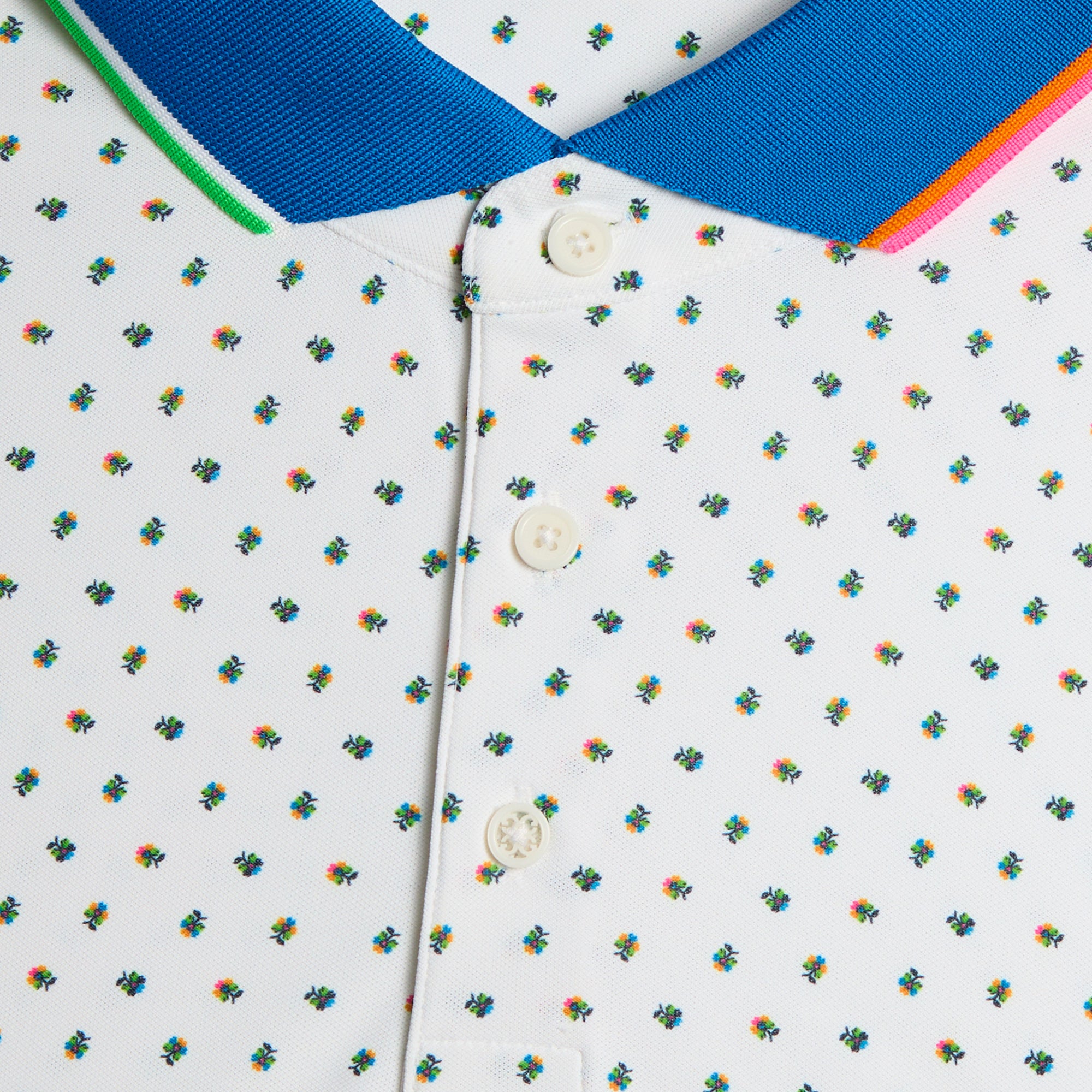 G/FORE Ditsy Floral Tech Pique Polo Shirt Snow 
