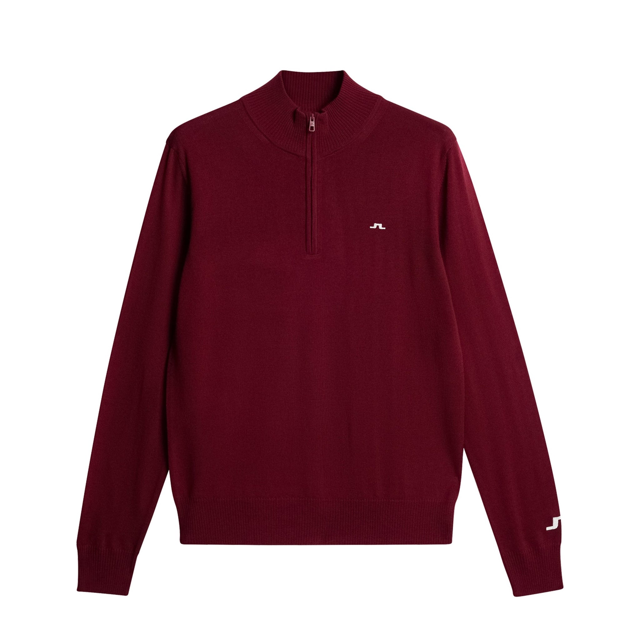 J.Lindeberg Golf Kian Knitted Zip Neck Sweater FW24 Cabernet G091