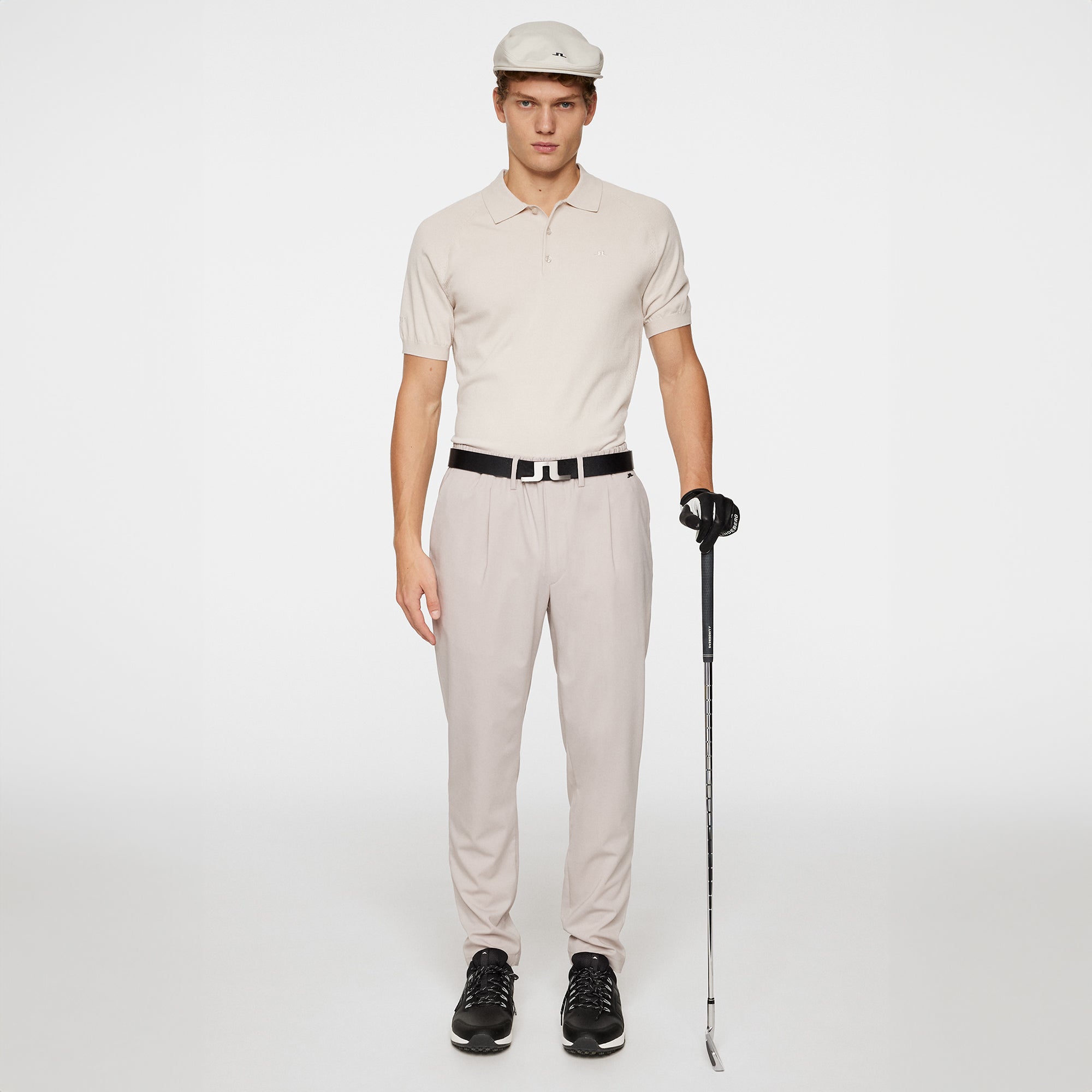 J.Lindeberg Golf x Glenmuir Martin Knitted Polo Shirt Moonbeam U029