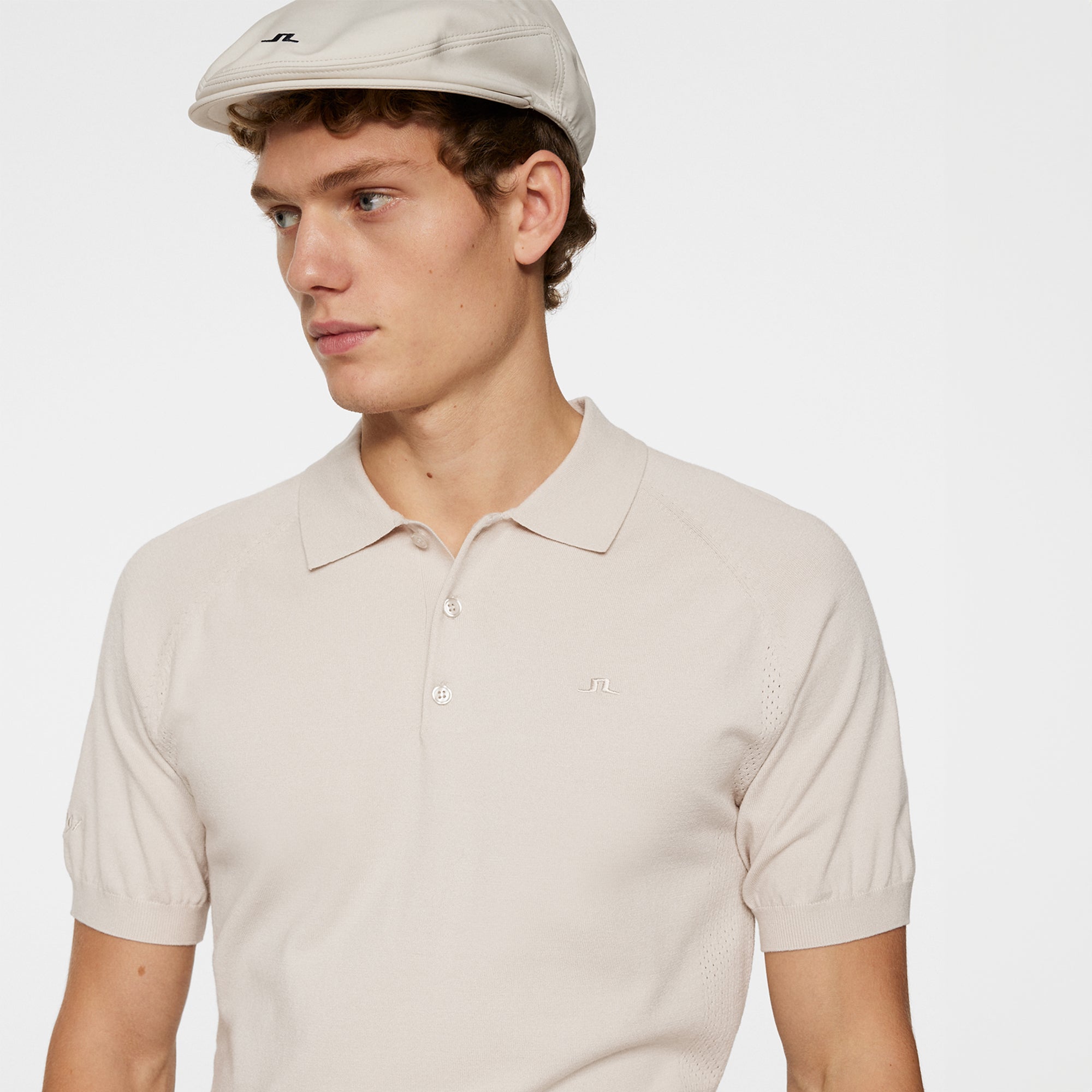 J.Lindeberg Golf x Glenmuir Martin Knitted Polo Shirt Moonbeam U029