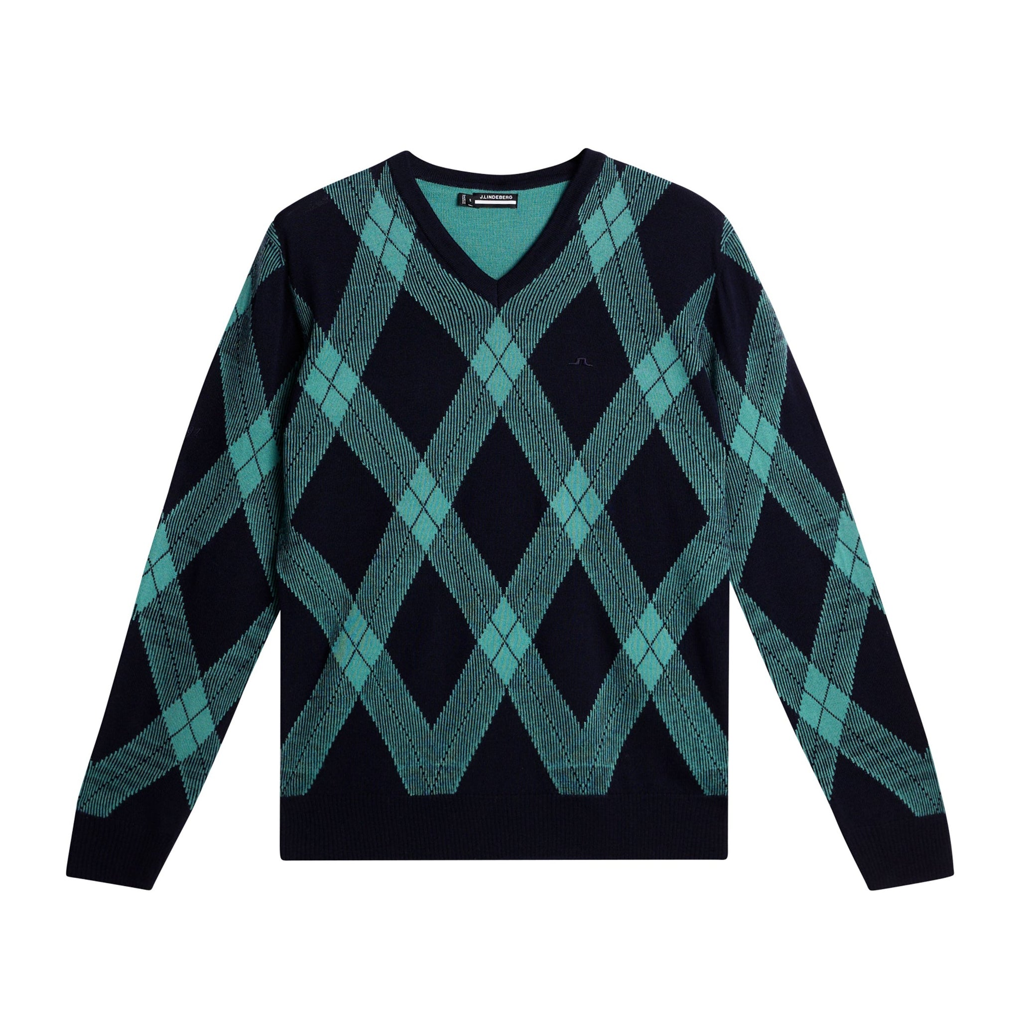 J.Lindeberg Golf x Glenmuir Billy V-Neck Sweater Glenmuir Tartan Teal W104