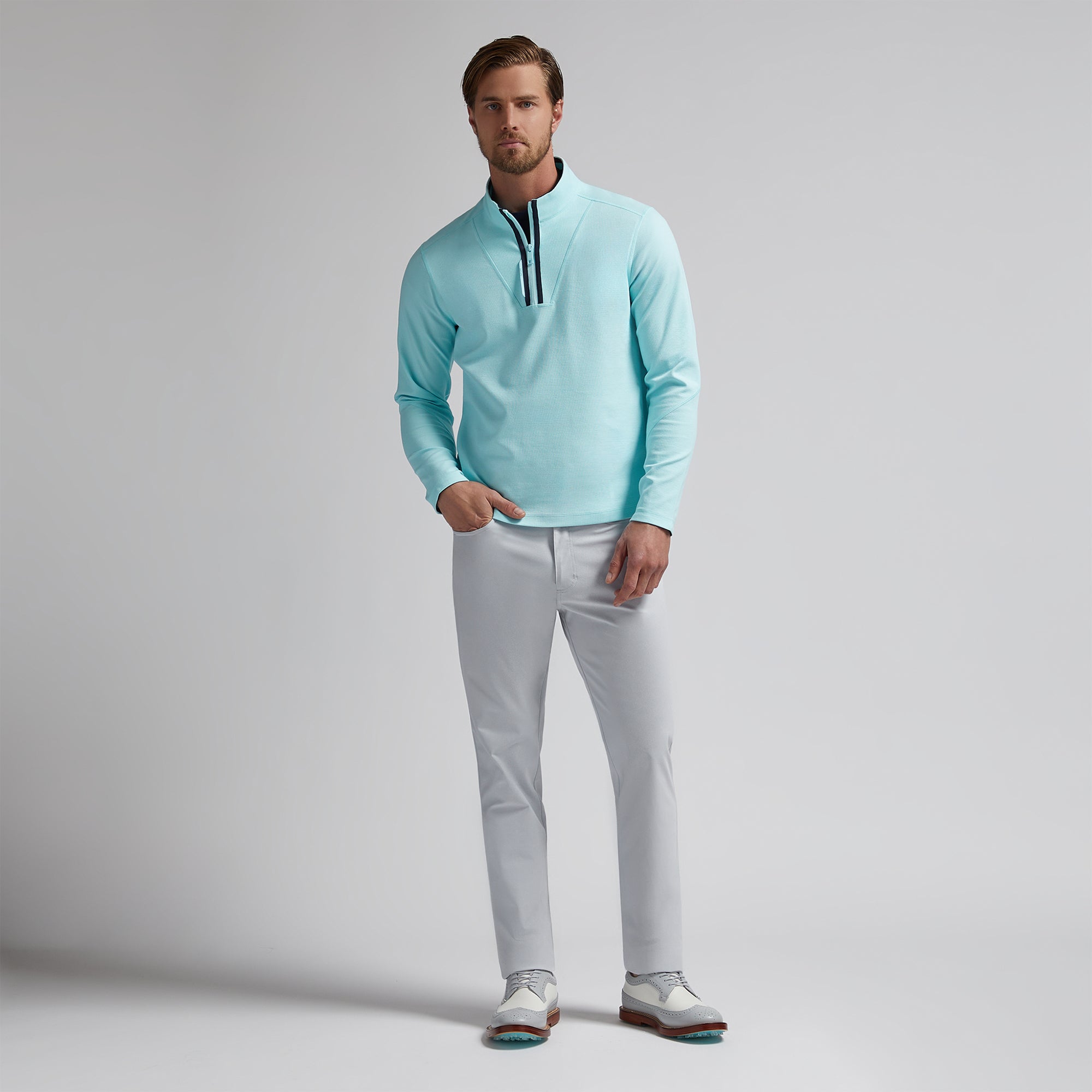 G/FORE Double Knit Waffle Stitch 1/4 Zip Powder
