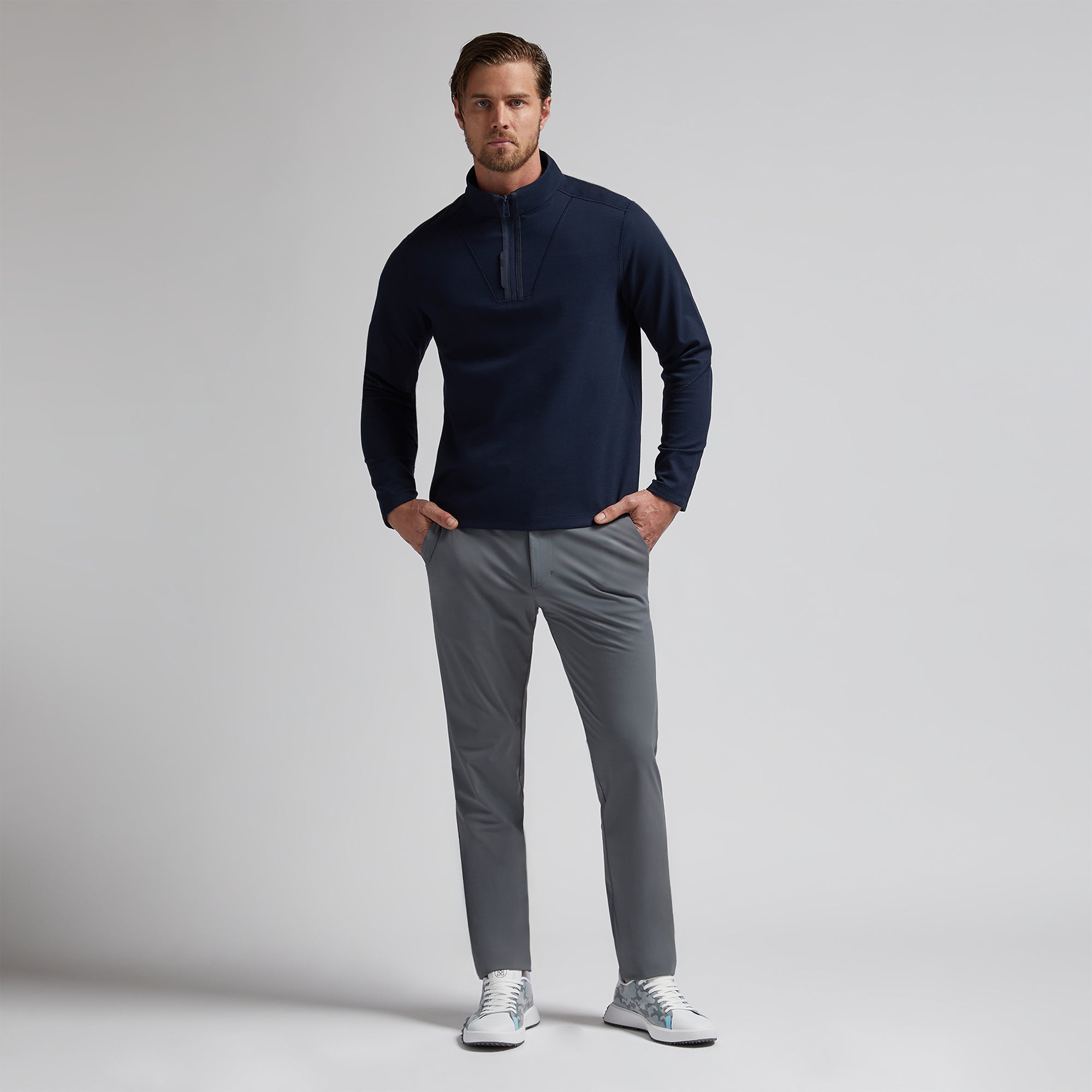 G/FORE Double Knit Waffle Stitch 1/4 Zip Twilight
