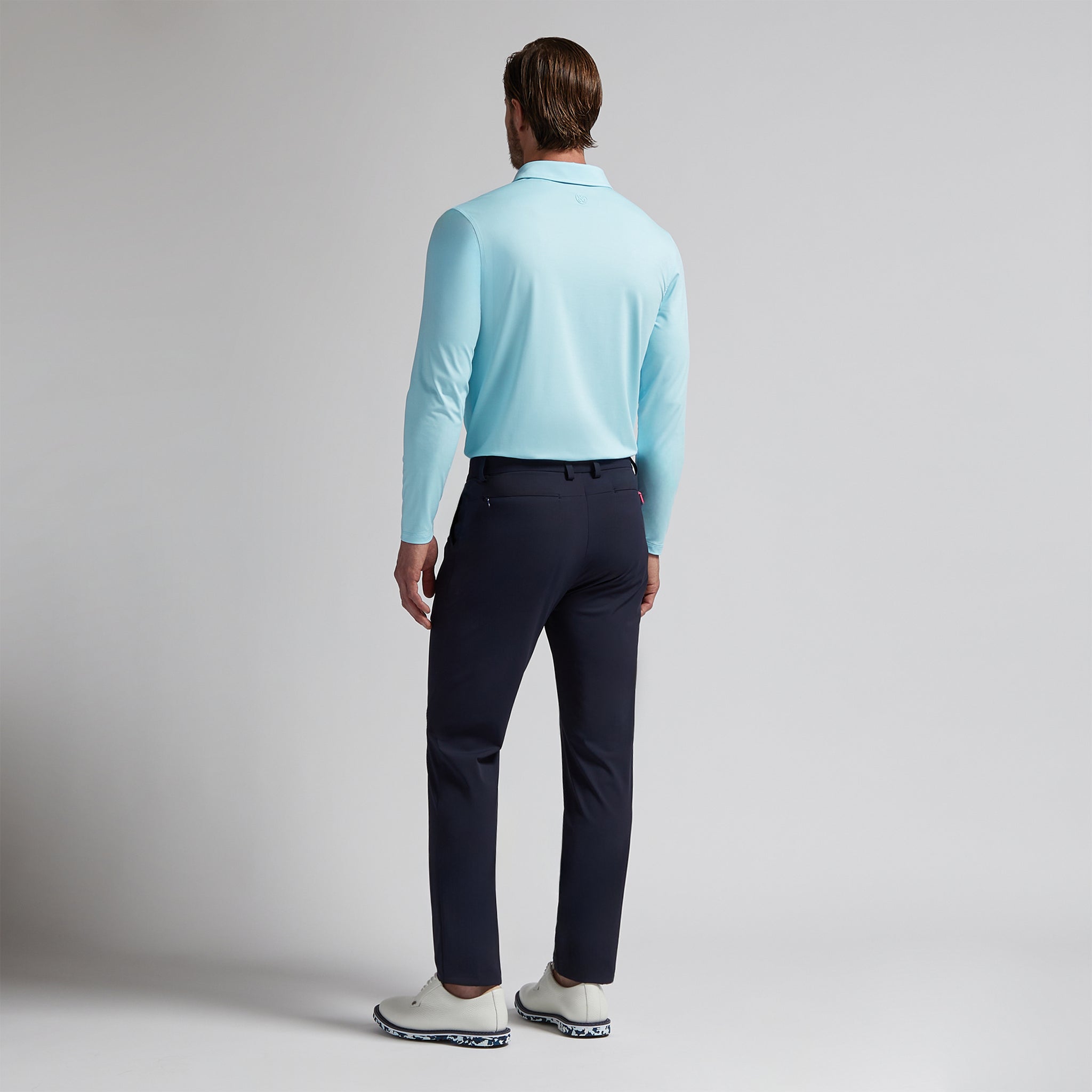 G/FORE Melange Ice Nylon Long Sleeve Polo Powder Melange