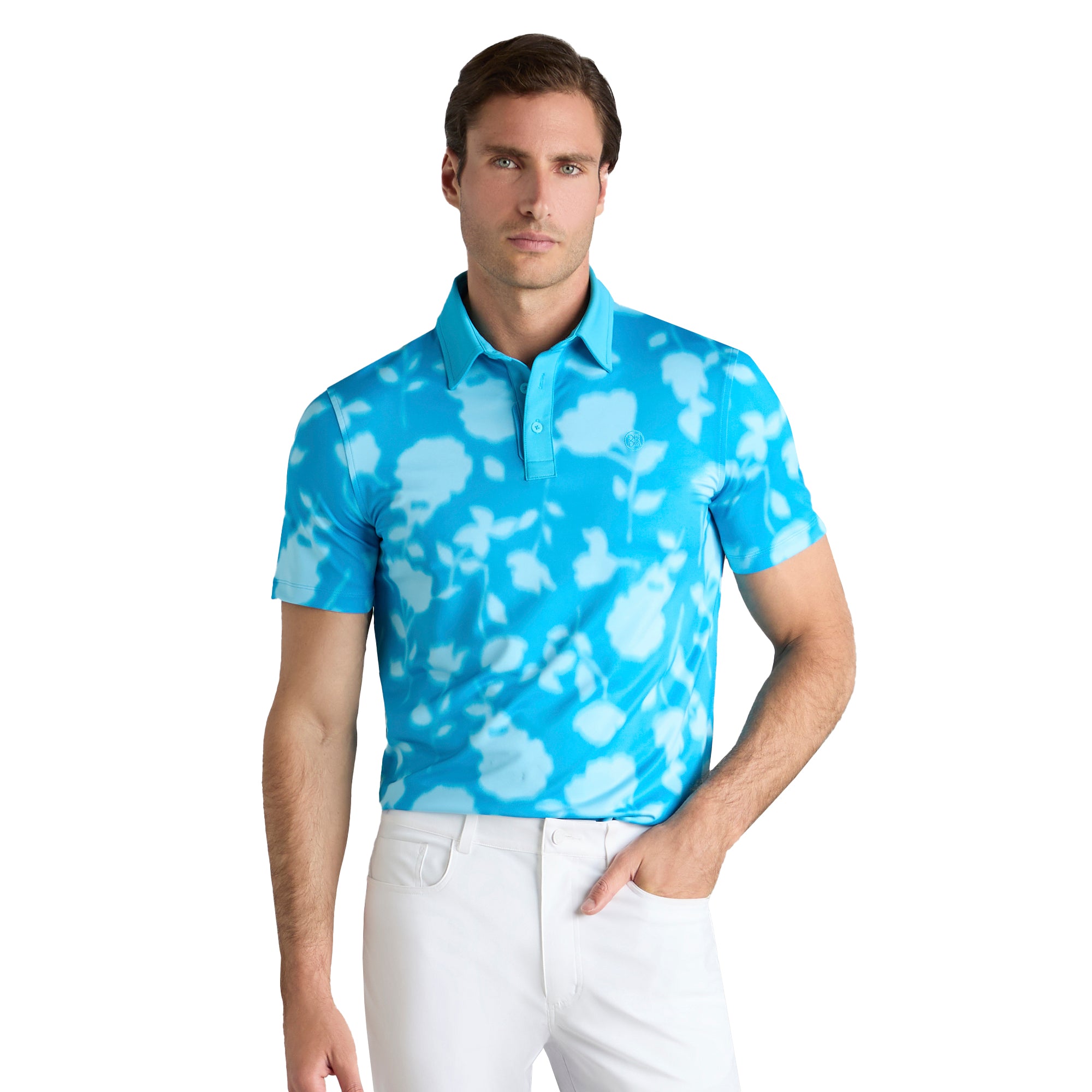 G/FORE Blur Floral Tech Jersey Polo Shirt
