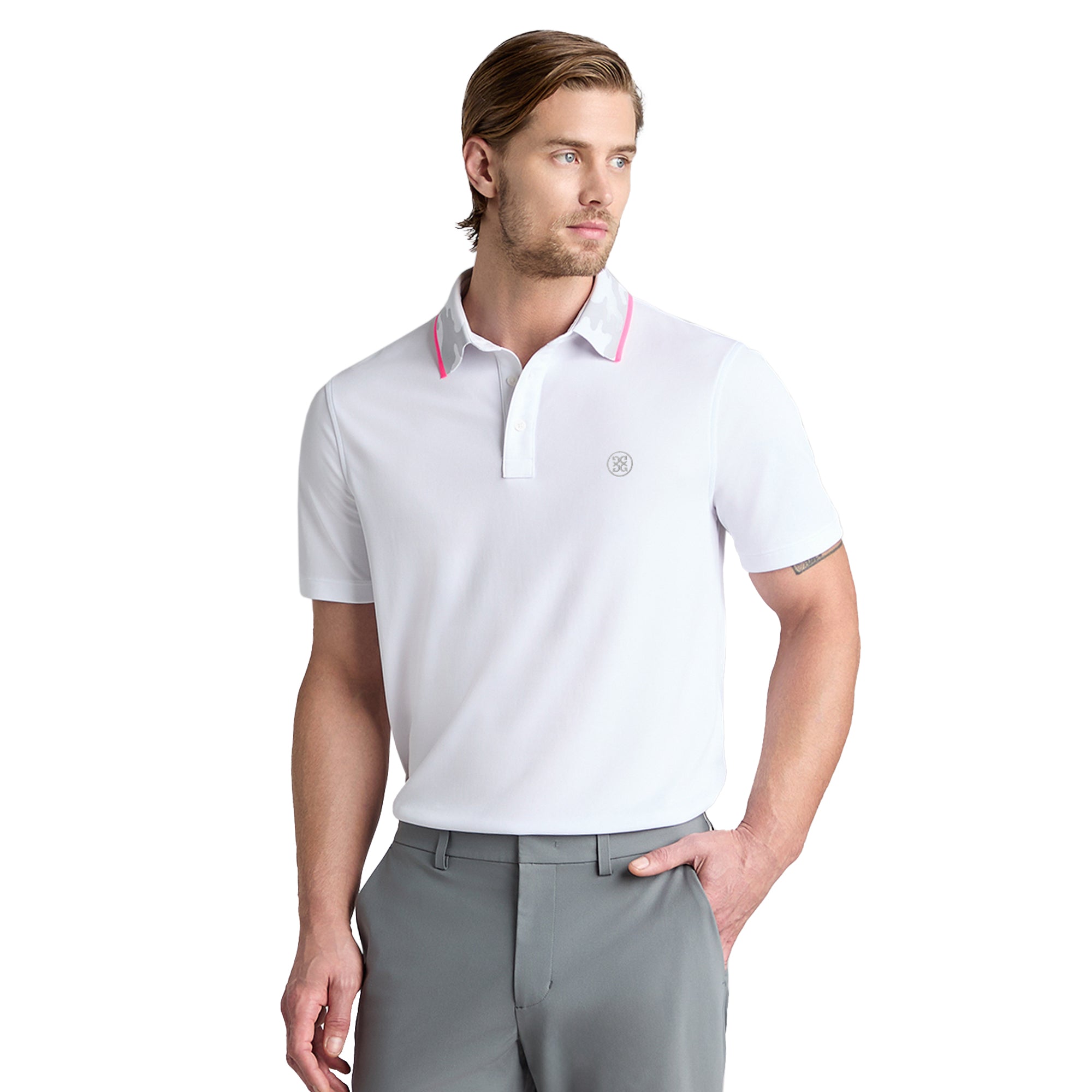 G/FORE Camo Collar Performance Pique Polo Shirt - White - GMP000134-SNO ...