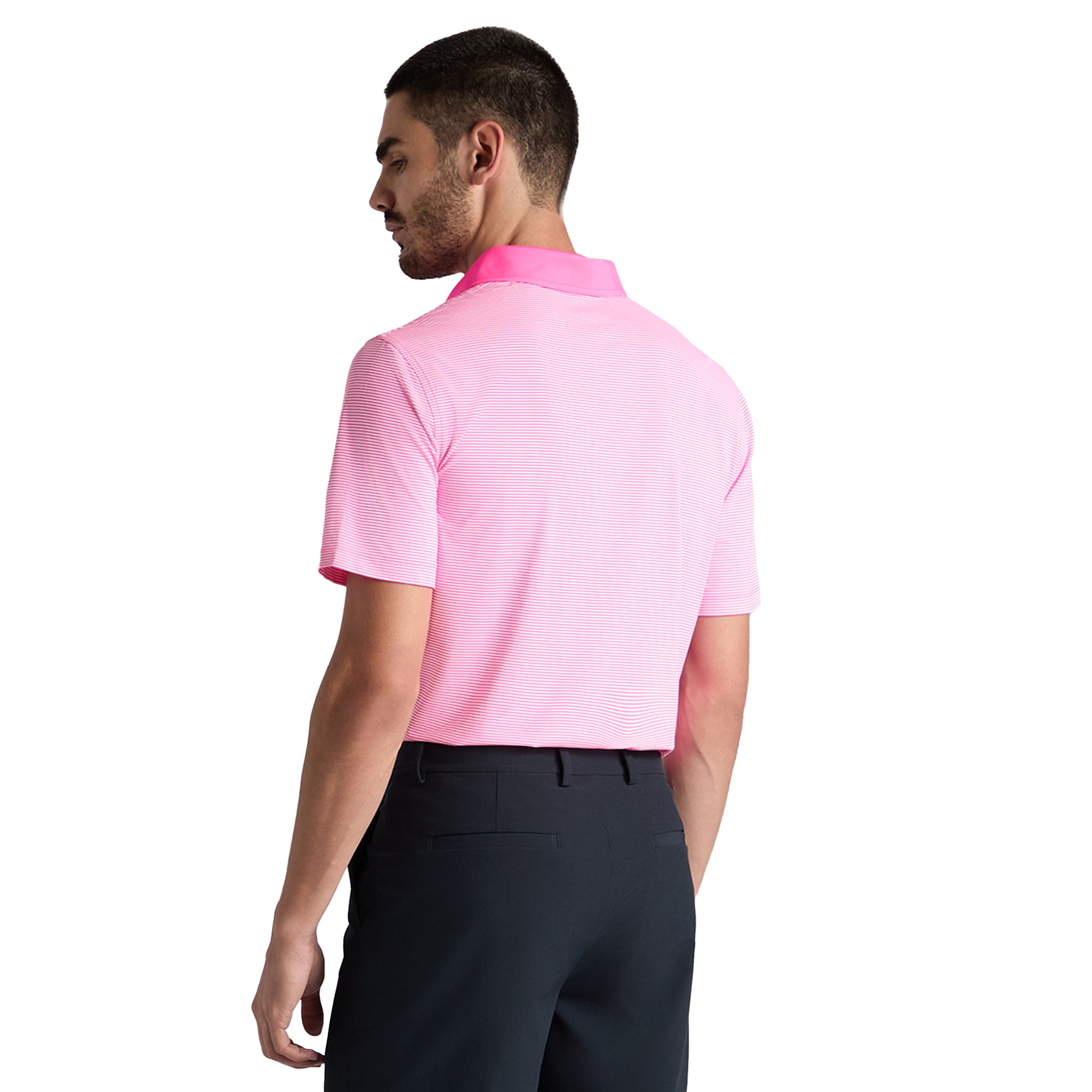 G/FORE Feeder Stripe Fine Tech Jersey Polo Shirt - Knock Out Pink ...