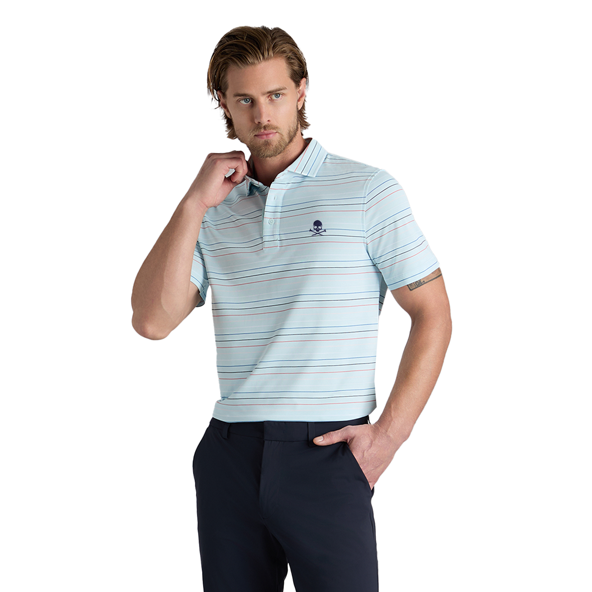 G/FORE Multi Stripe Tech Pique Polo Shirt Daybreak