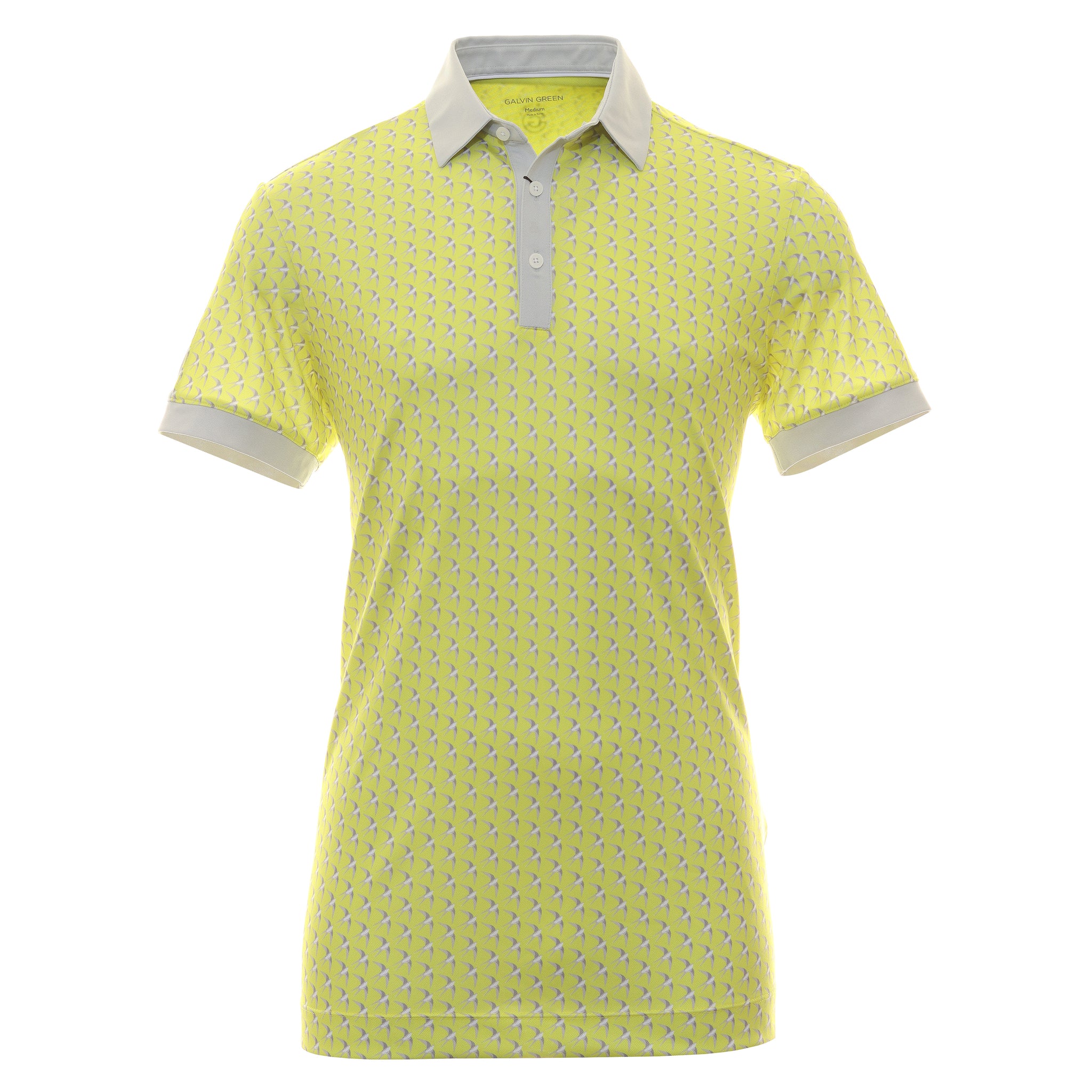 Galvin Green Malcolm Ventil8+ Golf Shirt Sunny Lime Cool Grey White 9399 Function18