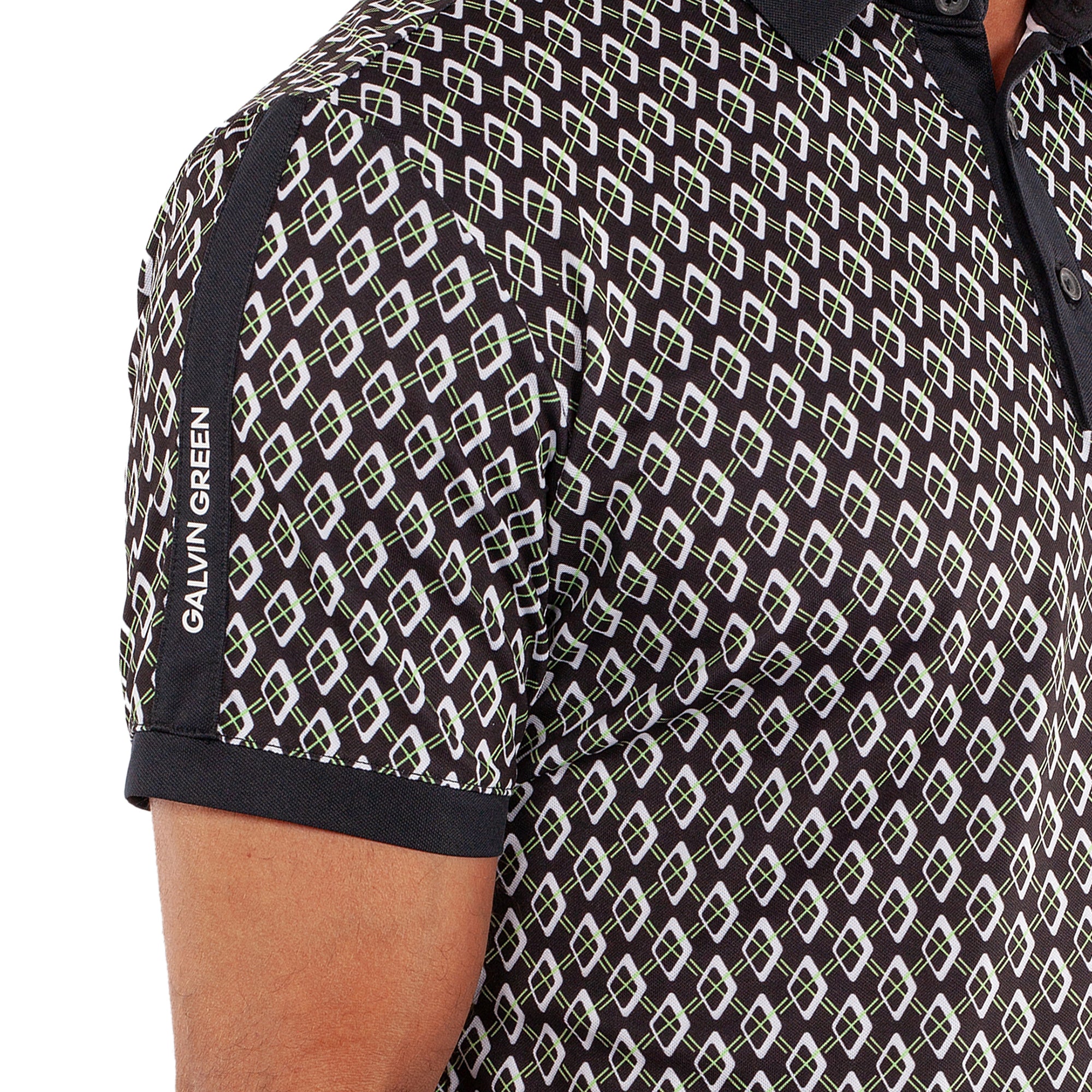 Galvin Green Maxwell Ventil8+ Golf Shirt Black/Fresh Green 8810