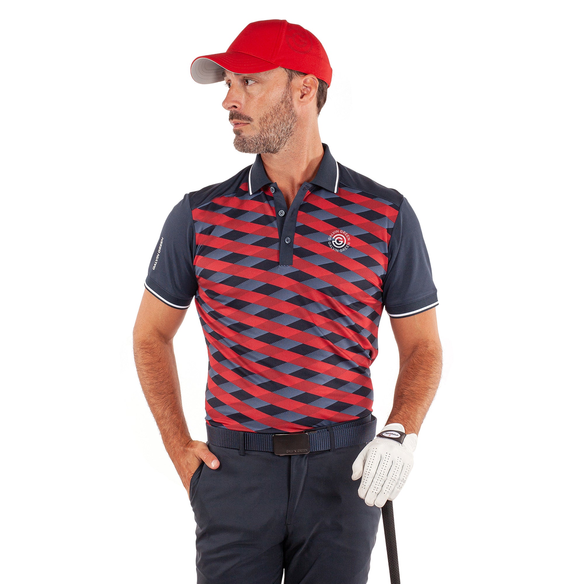 Galvin Green Marlon Ventil8+ Golf Shirt Navy/Red 8895