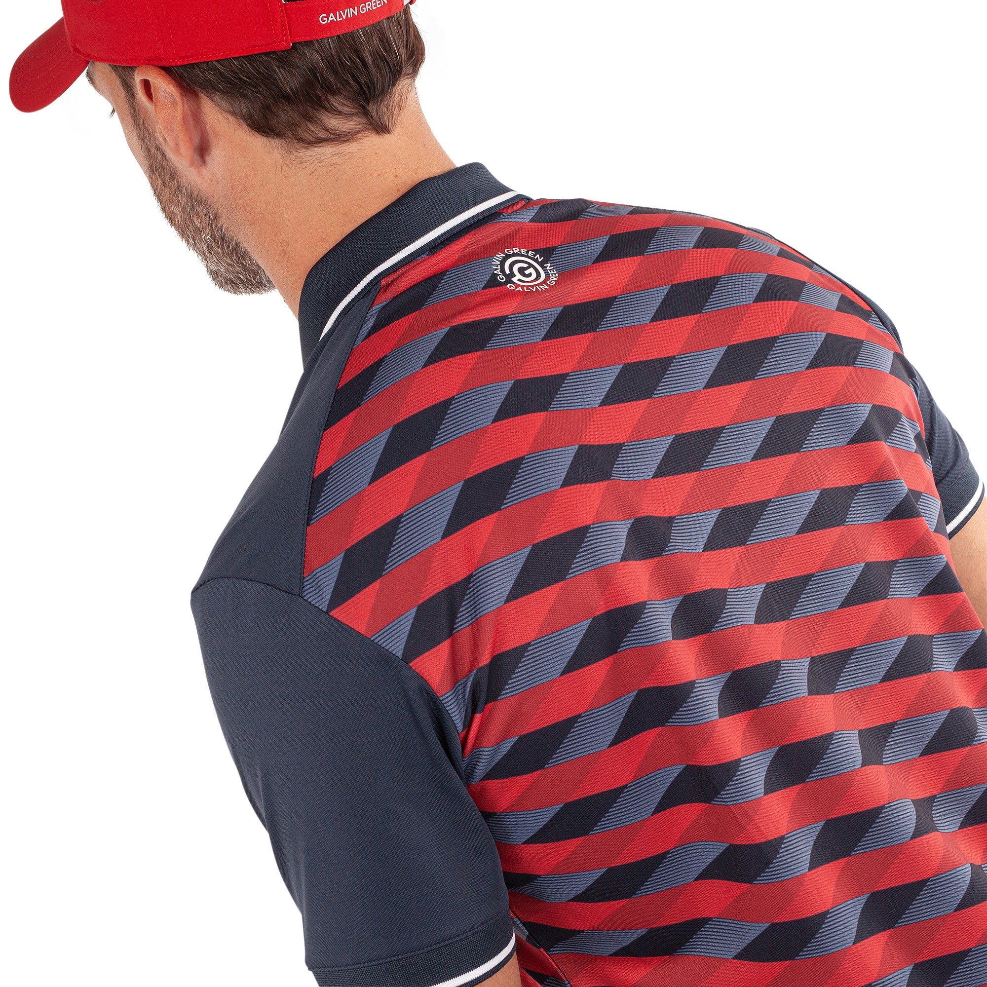 Galvin Green Marlon Ventil8+ Golf Shirt Navy/Red 8895