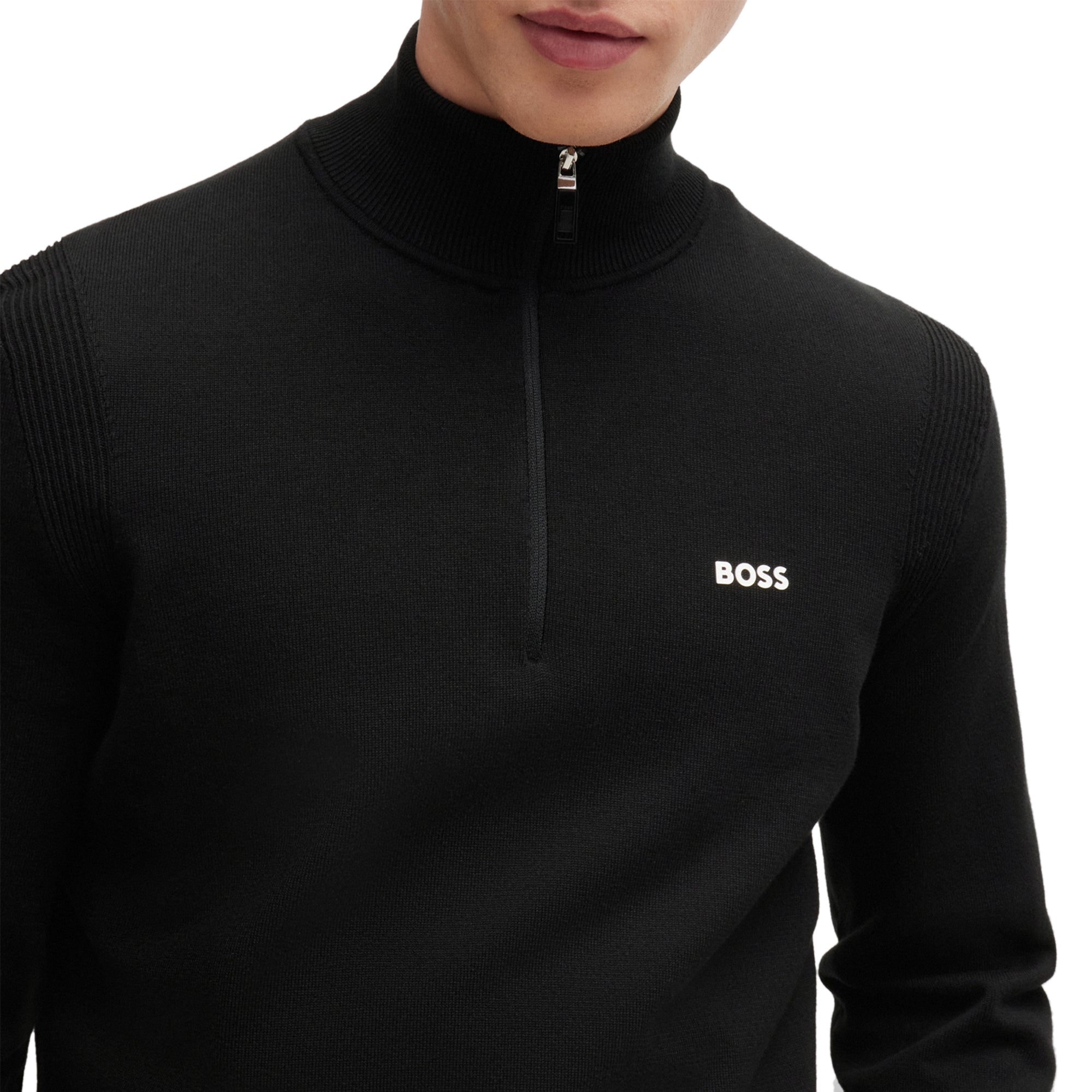 BOSS Ever-X 1/4 Zip Sweater SP25 Black 001