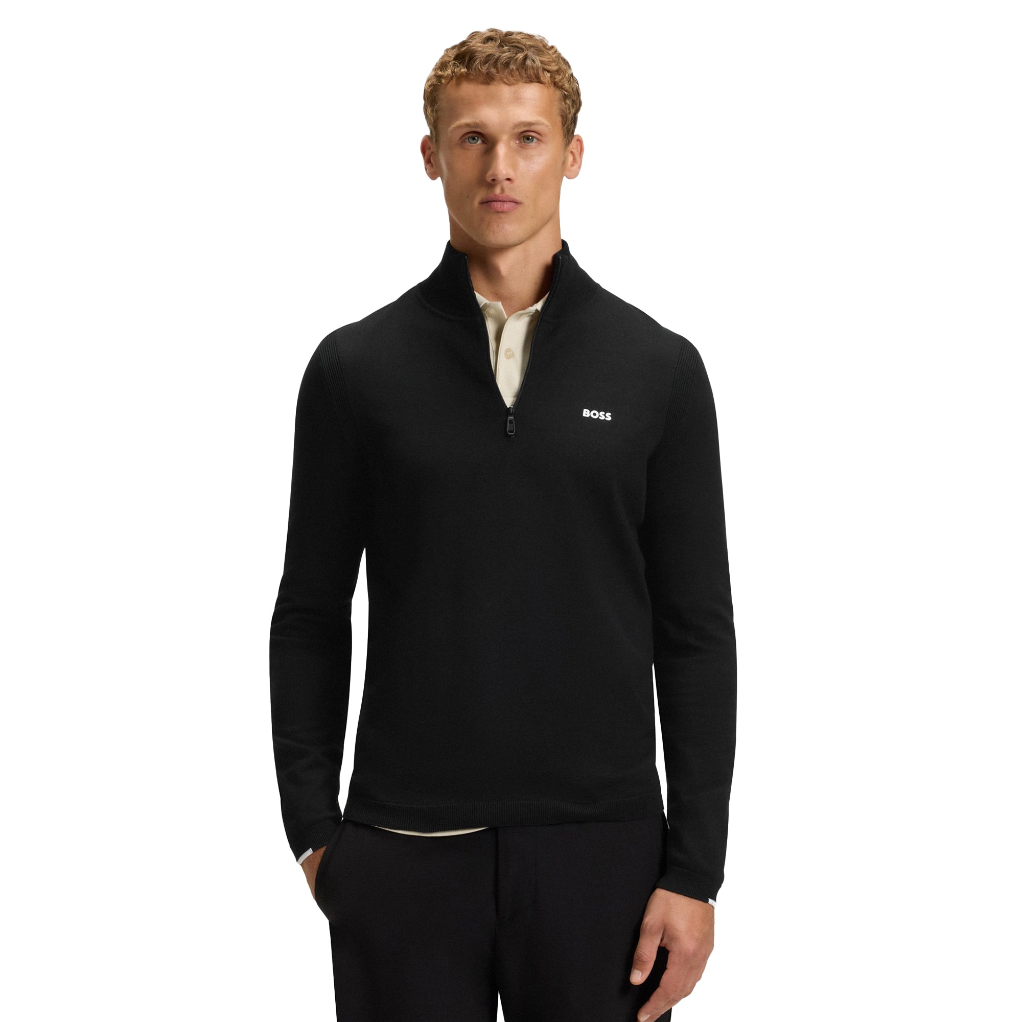 BOSS Ever-X 1/4 Zip Sweater Wi25 - Light Beige 131 - 50541965-131