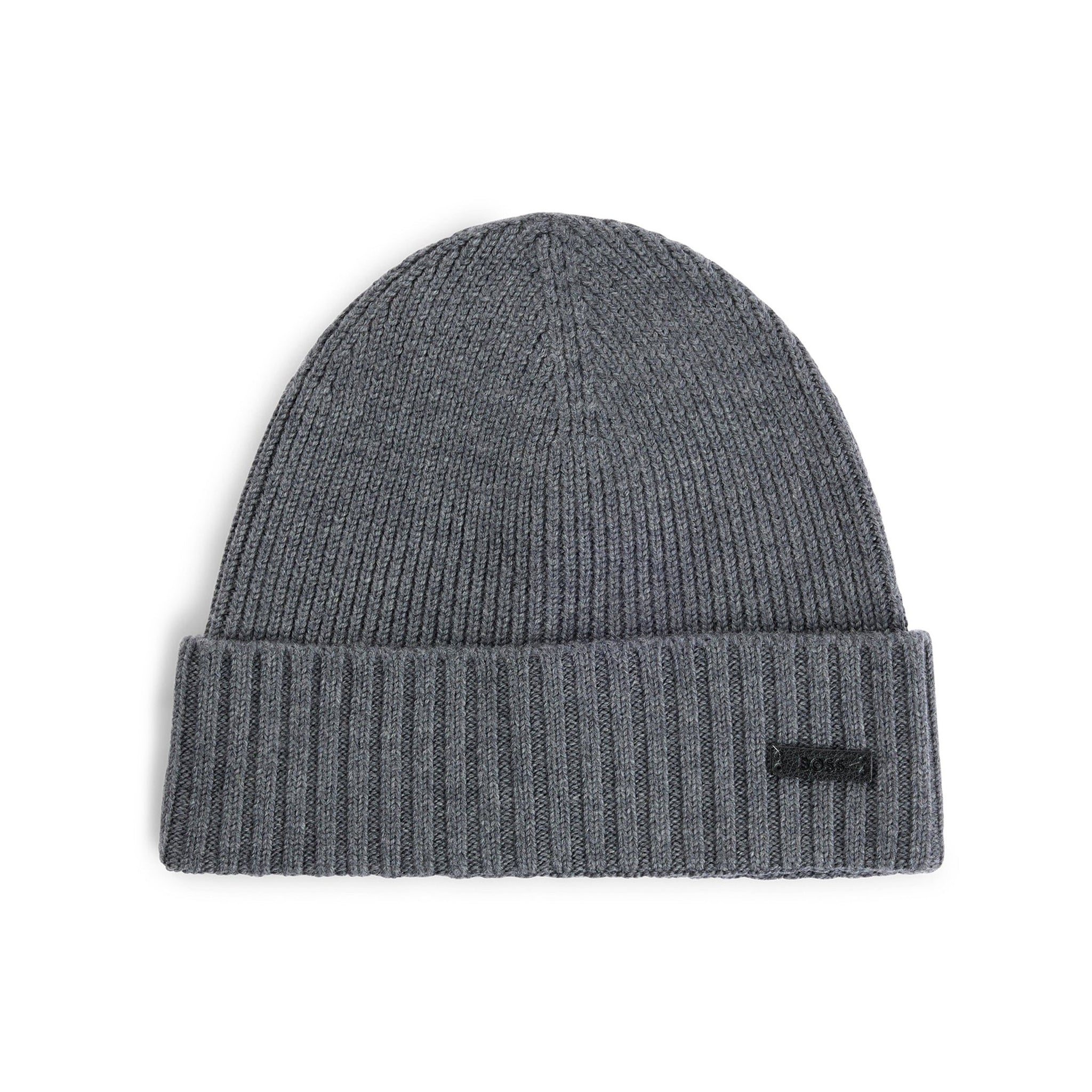 BOSS Fati Ribbed Beanie Hat SP25 Medium Grey 030