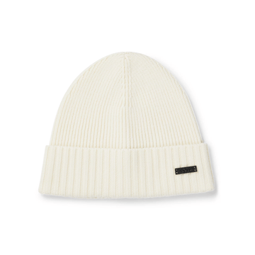 BOSS Fati Ribbed Beanie Hat SP25 White 131