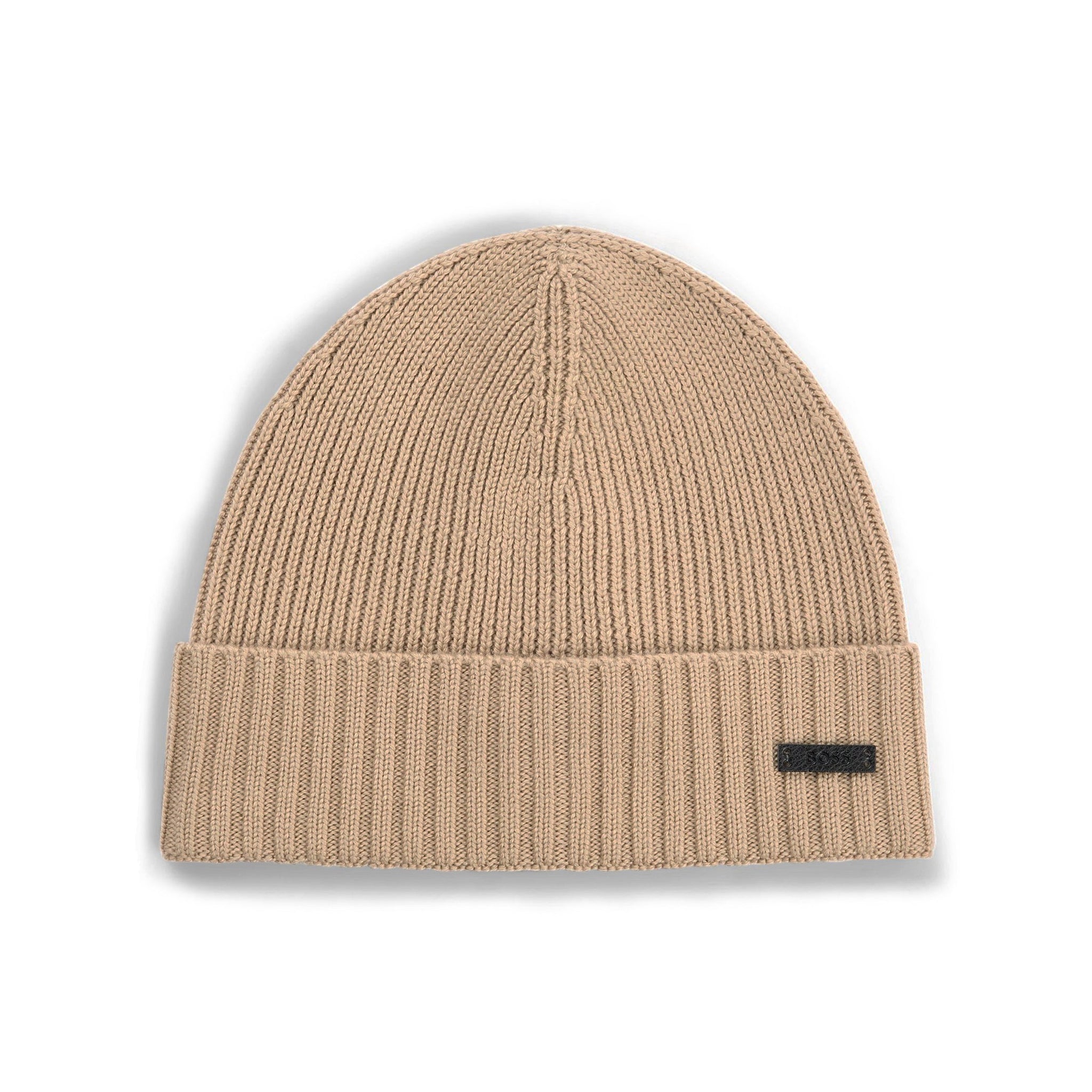 BOSS Fati Ribbed Beanie Hat SP25 Camel 260