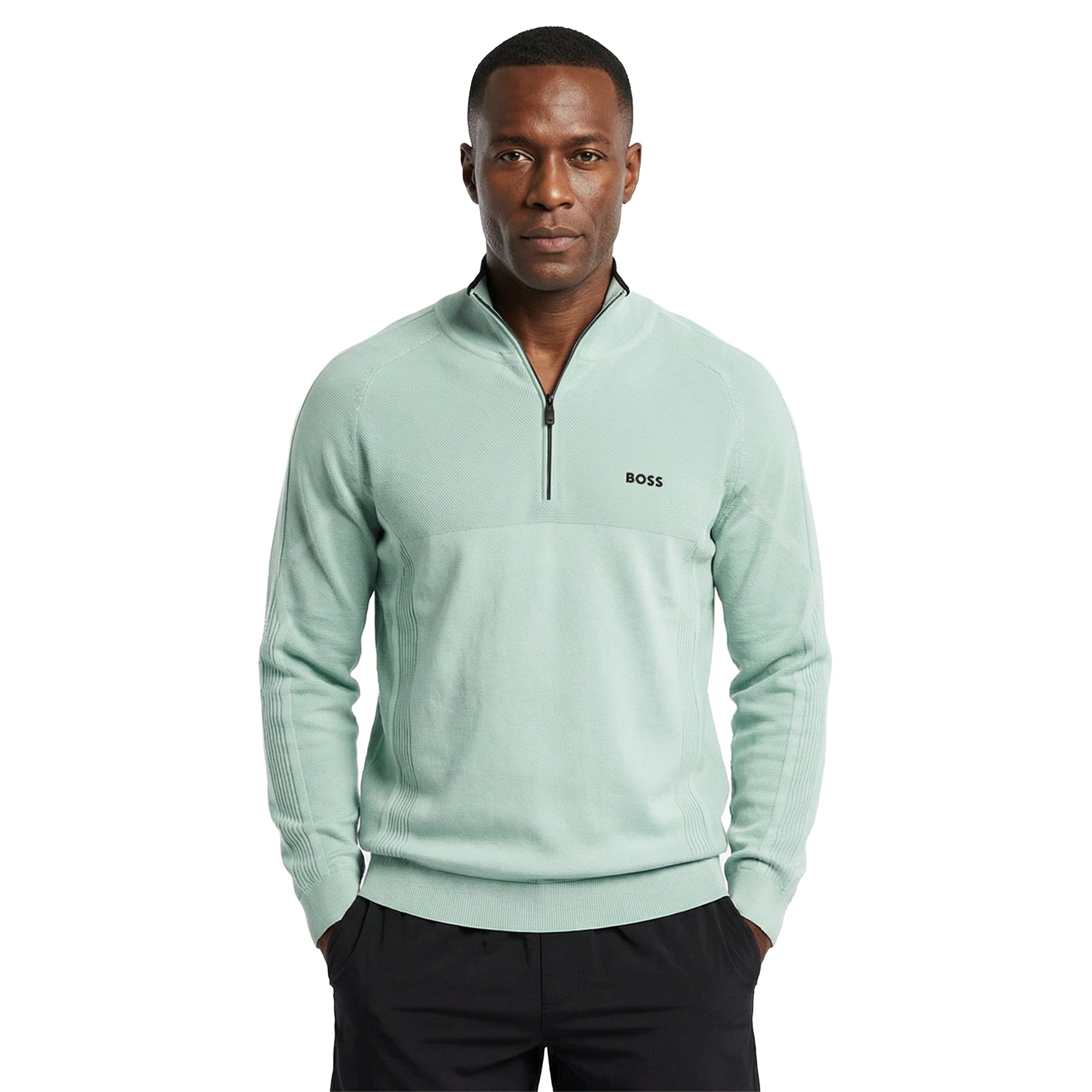BOSS KN_GOC Hydro 1/4 Zip Sweater SP26 - Black 001 - 50553791-001