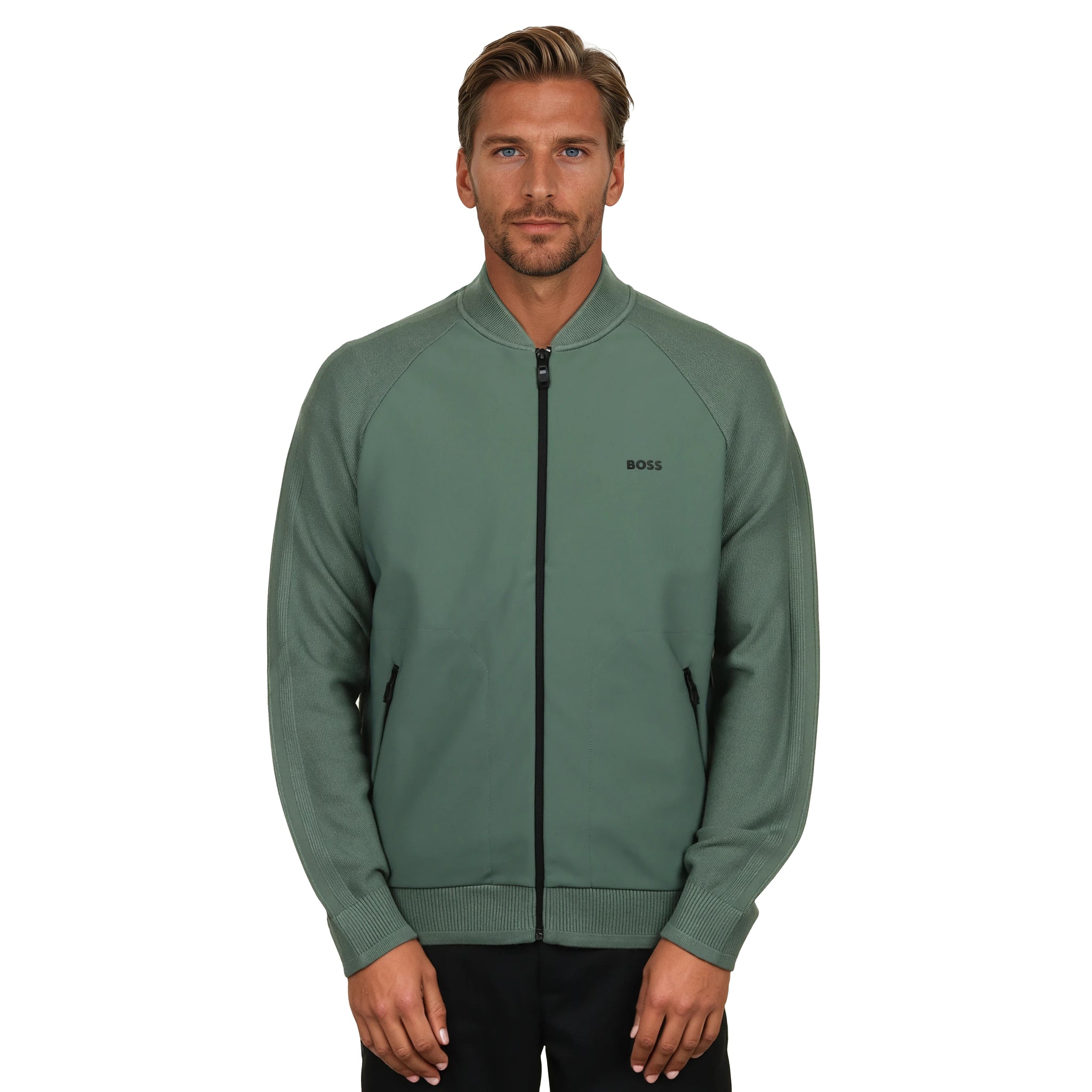 BOSS KN_Civic Hybrid Cardigan WI25 - Sage Green 358 - 50547490-358