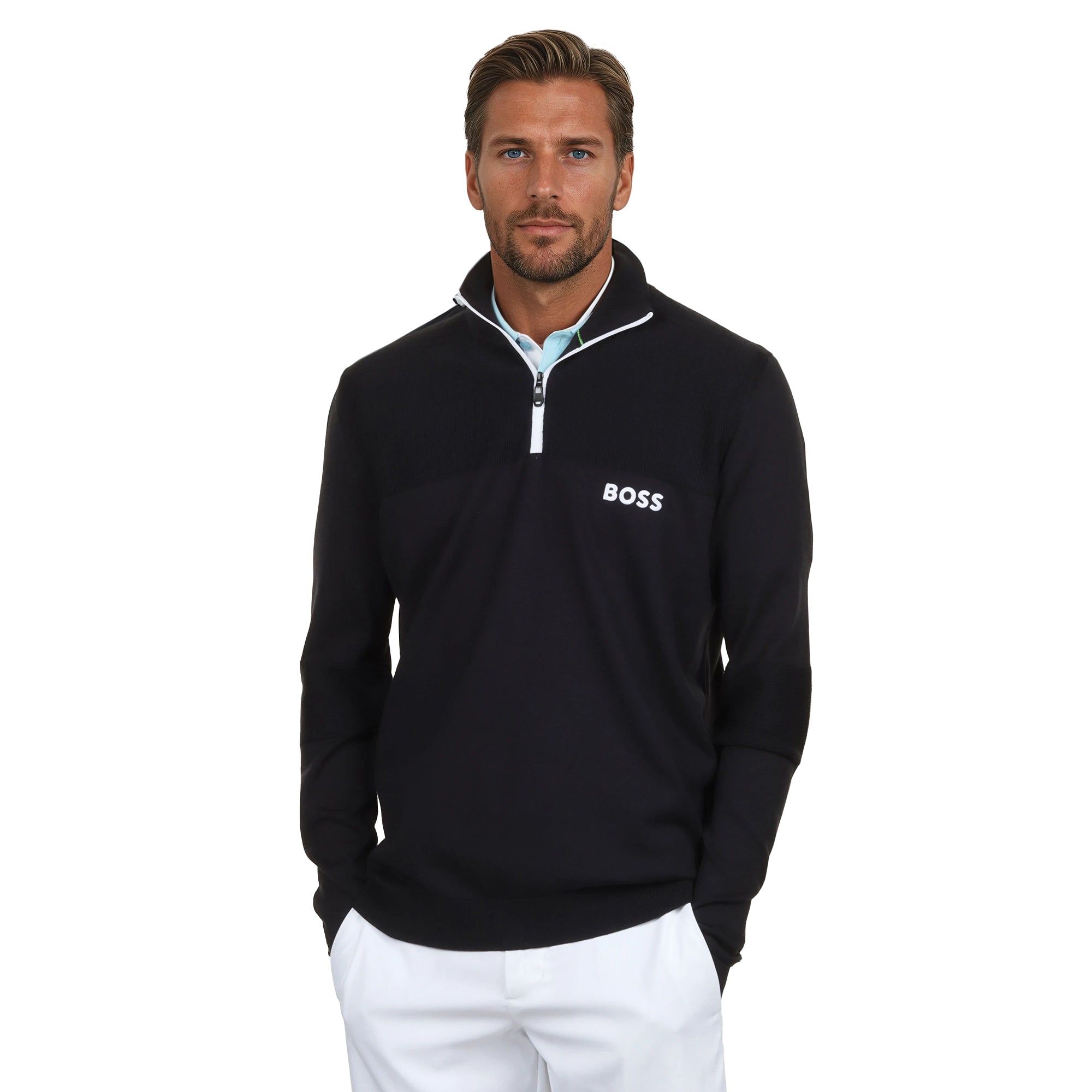 ウェア BIG BOSS BOSS K_Hydro 1/4 Zip Sweater WI25 - Black 001 - 50541953-001