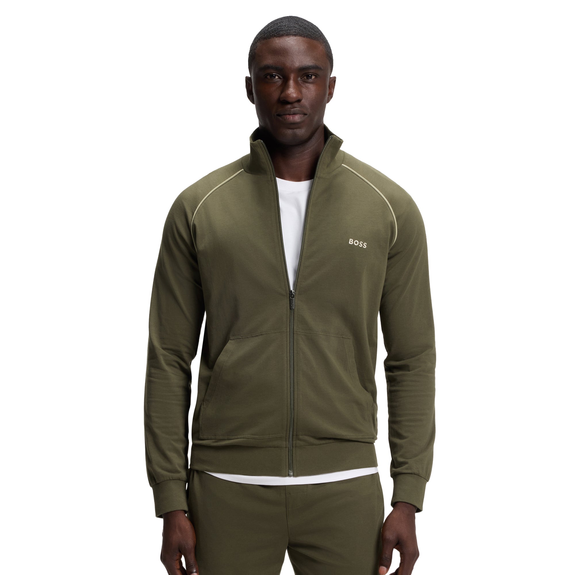 BOSS Mix&Match Full Zip Golf Jacket - Army Green 348 - 50515307