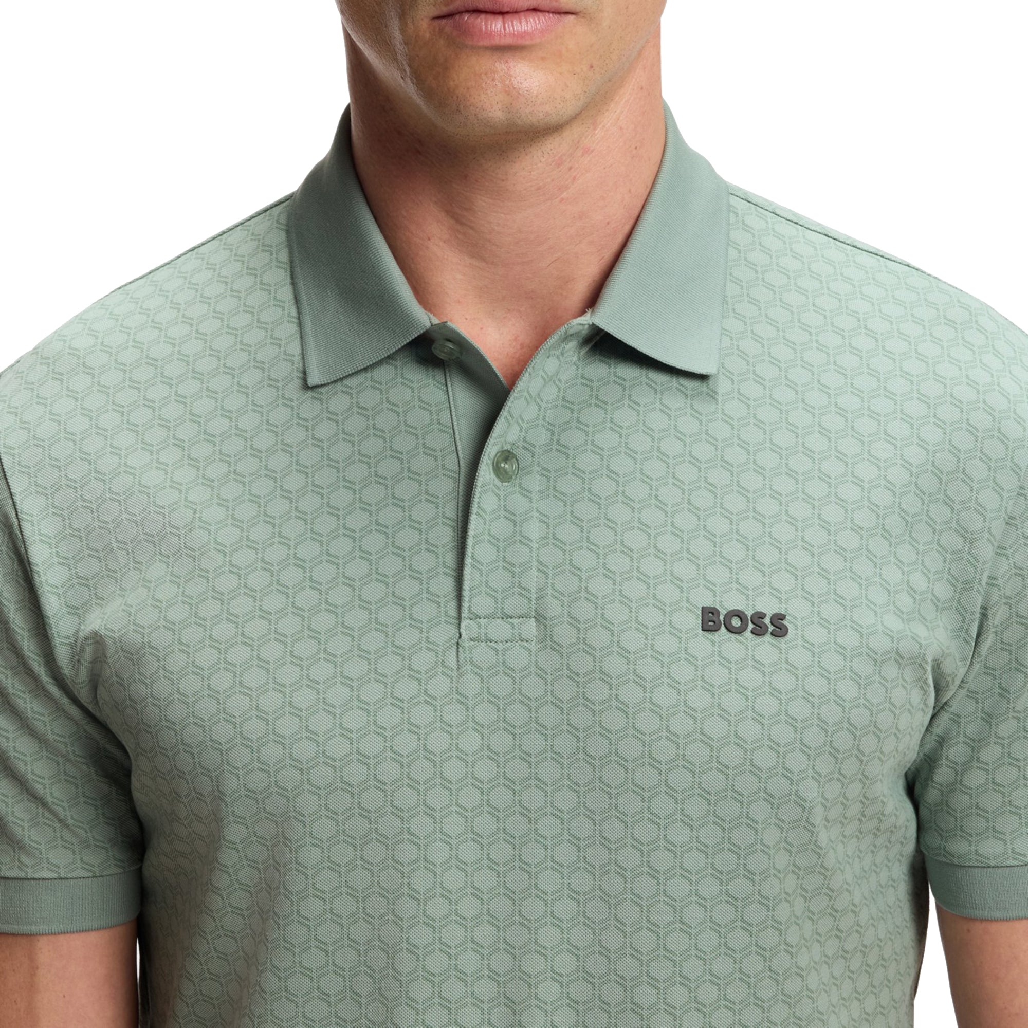 BOSS PL_GOC Chip Pattern Polo Shirt SP26 - Iceberg Green 357 - 50554591 ...
