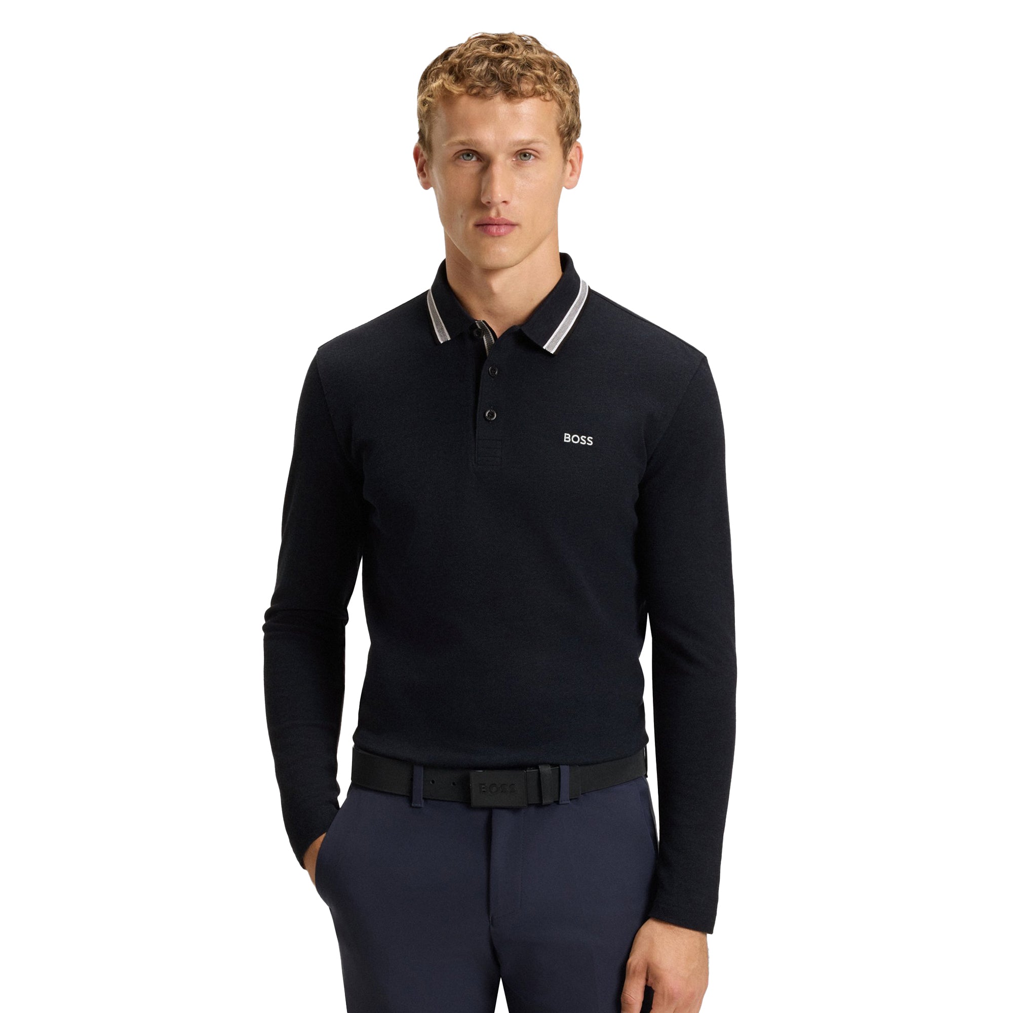 BOSS Plisy LS Polo Shirt SP26 - Black 001 - 50536609-001 - Function18