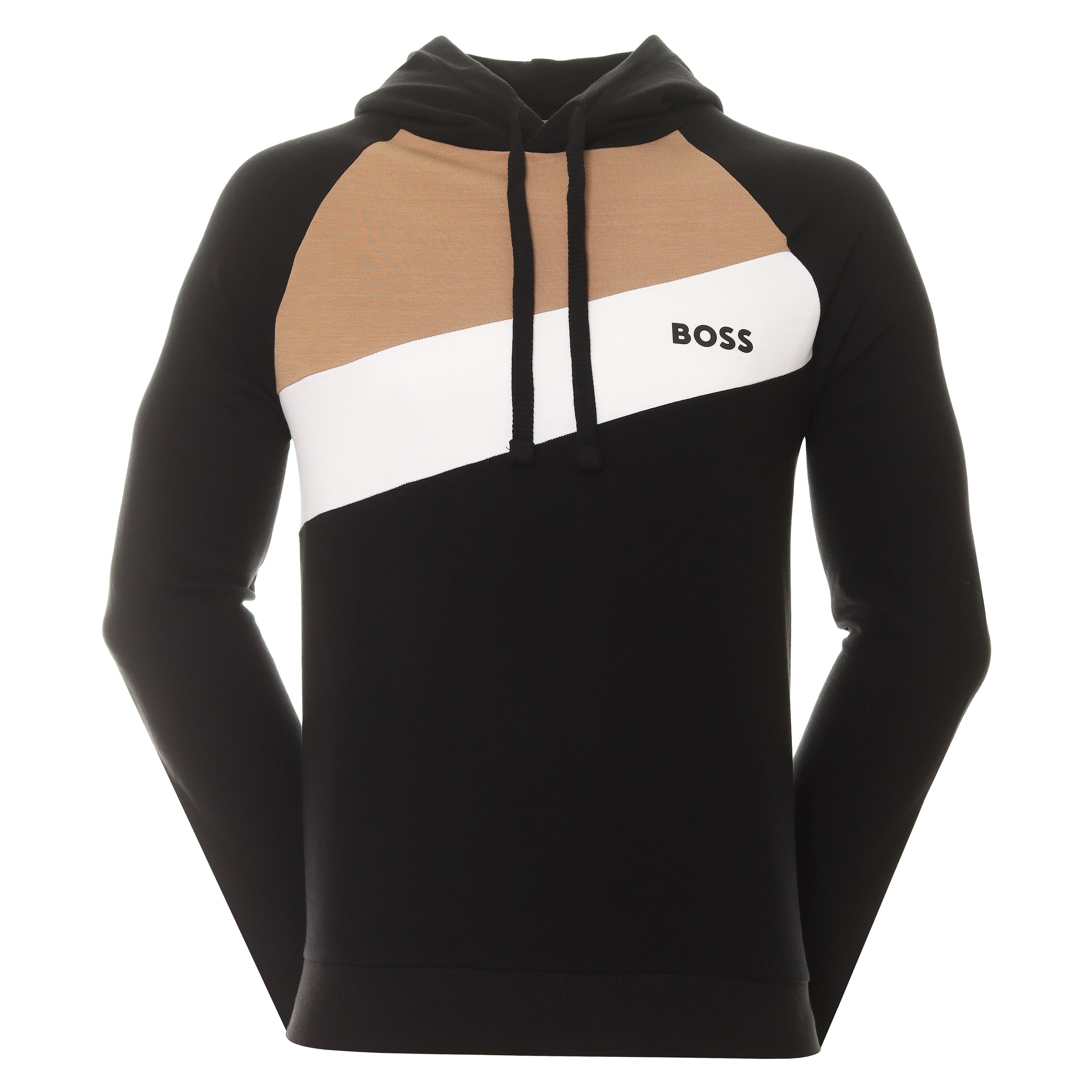 Boss signature-stripe Hoodie with Embroidered Logo- Black | Men's Loungewear Size 2XL