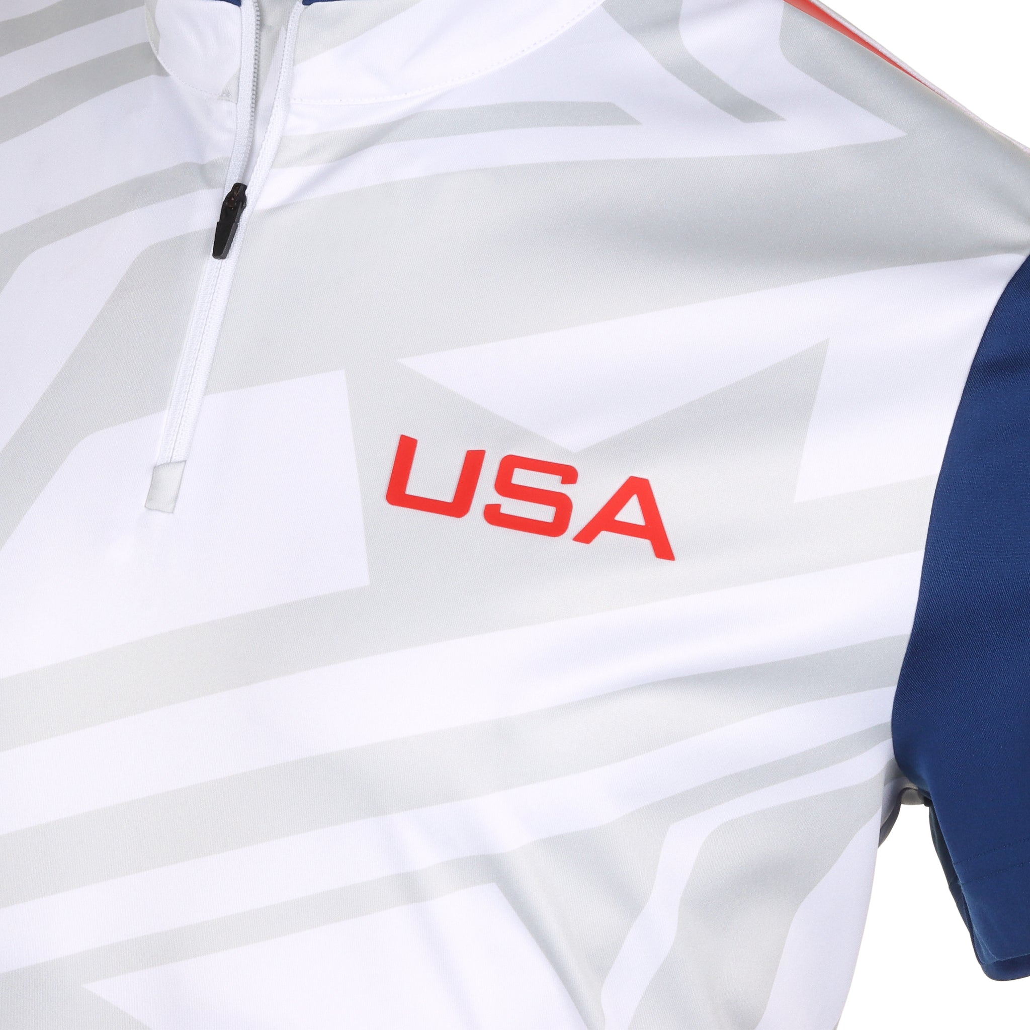 J.Lindeberg Golf x USA Fabien Mock Neck Olympic Polo Shirt US Golf White A051