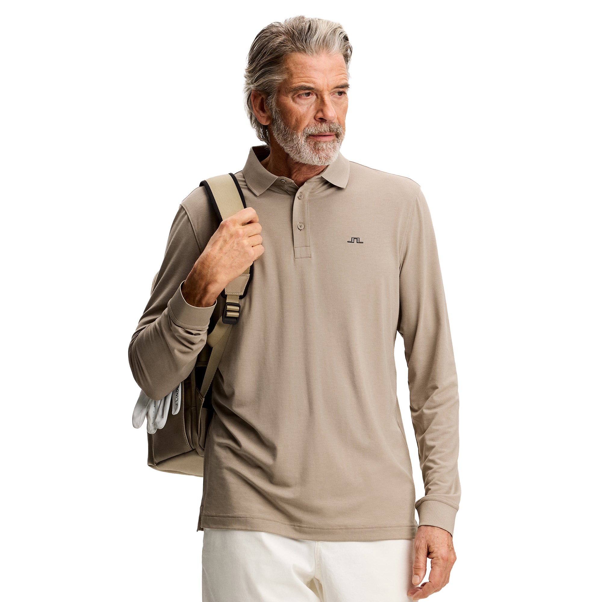 J.Lindeberg Golf Florian Long Sleeve Polo Shirt WH25 - Brindle