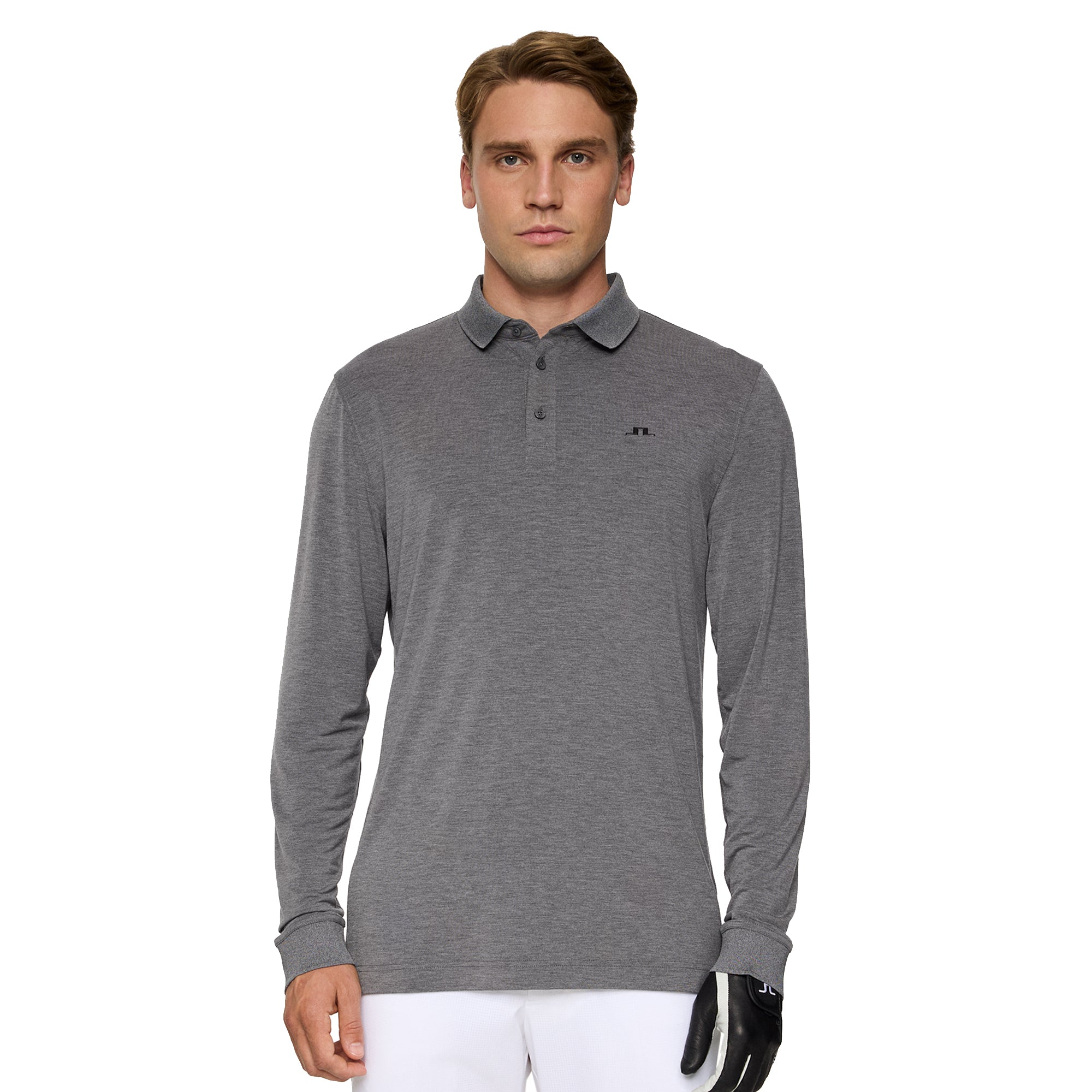 J.Lindeberg Golf Florian Long Sleeve Polo Shirt WH25 - Dark Grey