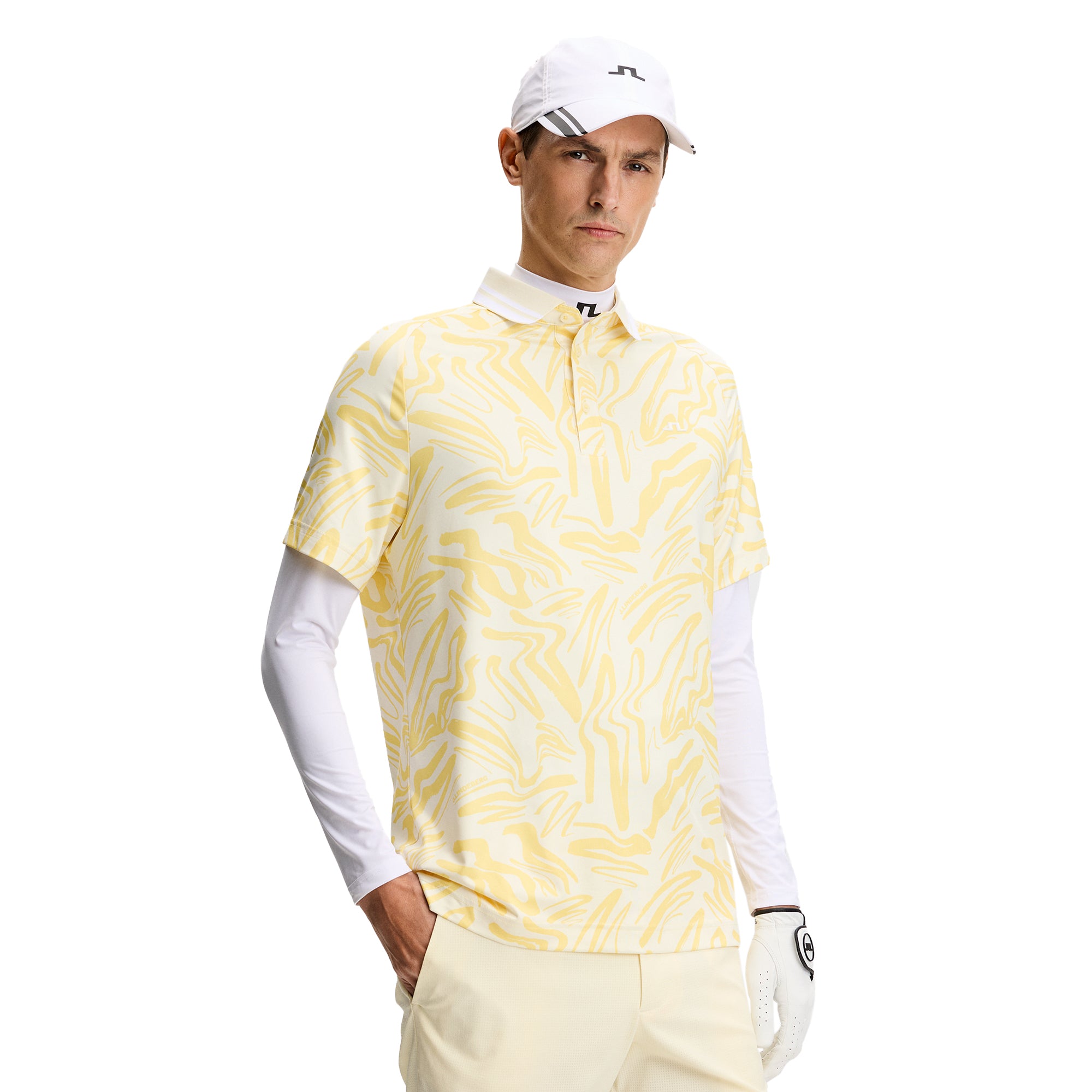 J.Lindeberg Golf George Polo Shirt PS26 - Scribble Sunshine K114