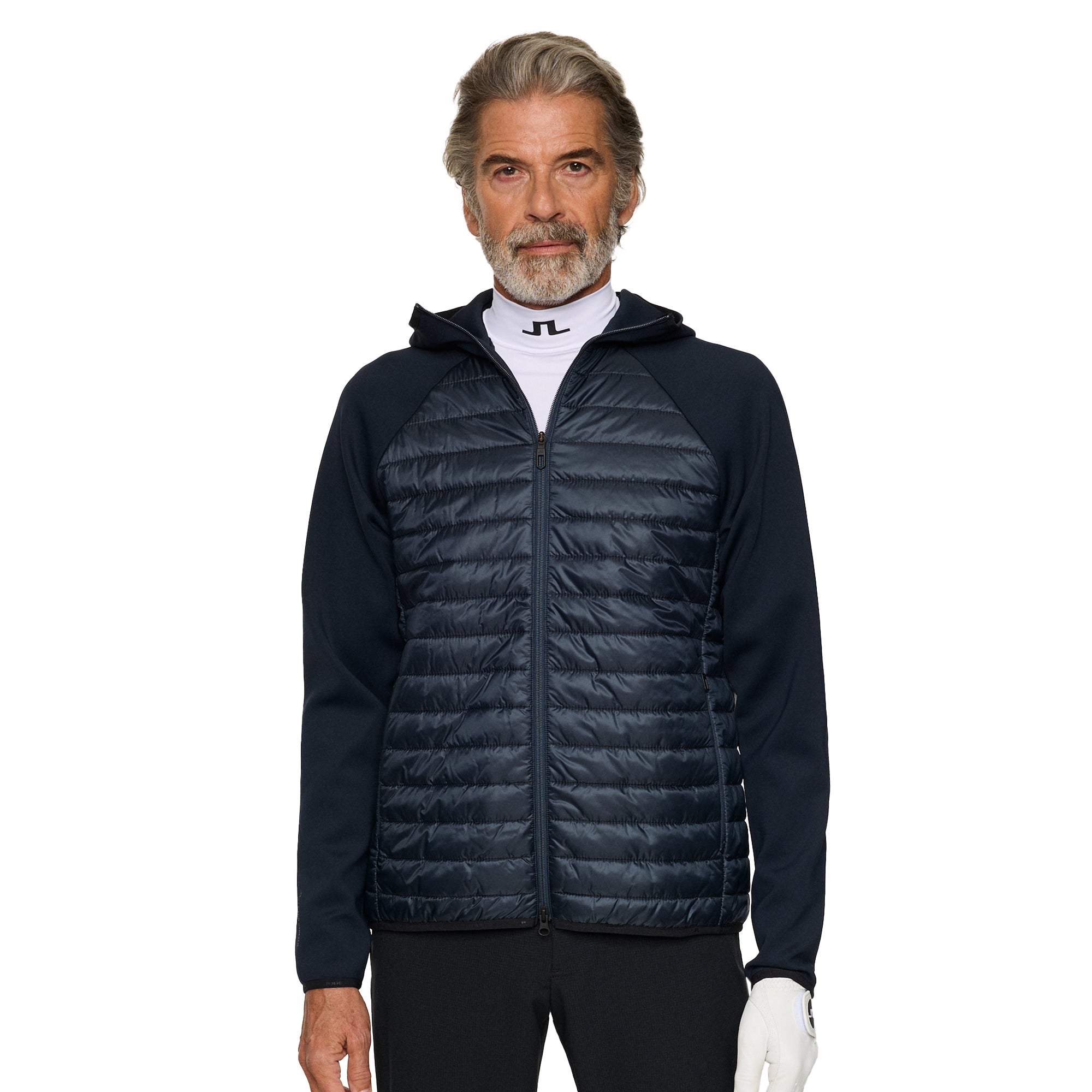 J.Lindeberg Golf Hayden Quilt Hybrid Hooded Jacket FW25 - Black