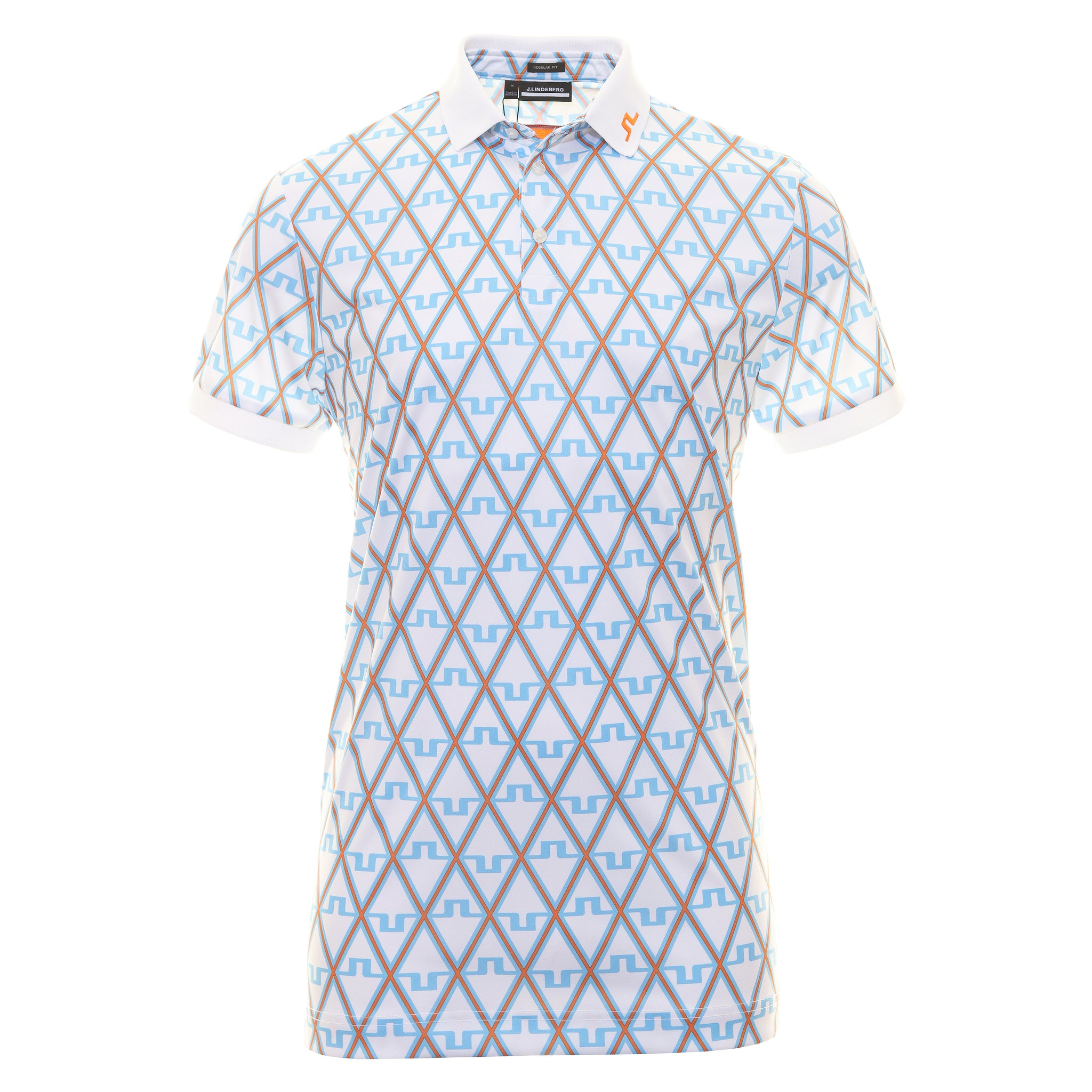 J.Lindeberg Golf KV Print Polo Shirt GMJT08571 Little Boy Blue Diamond