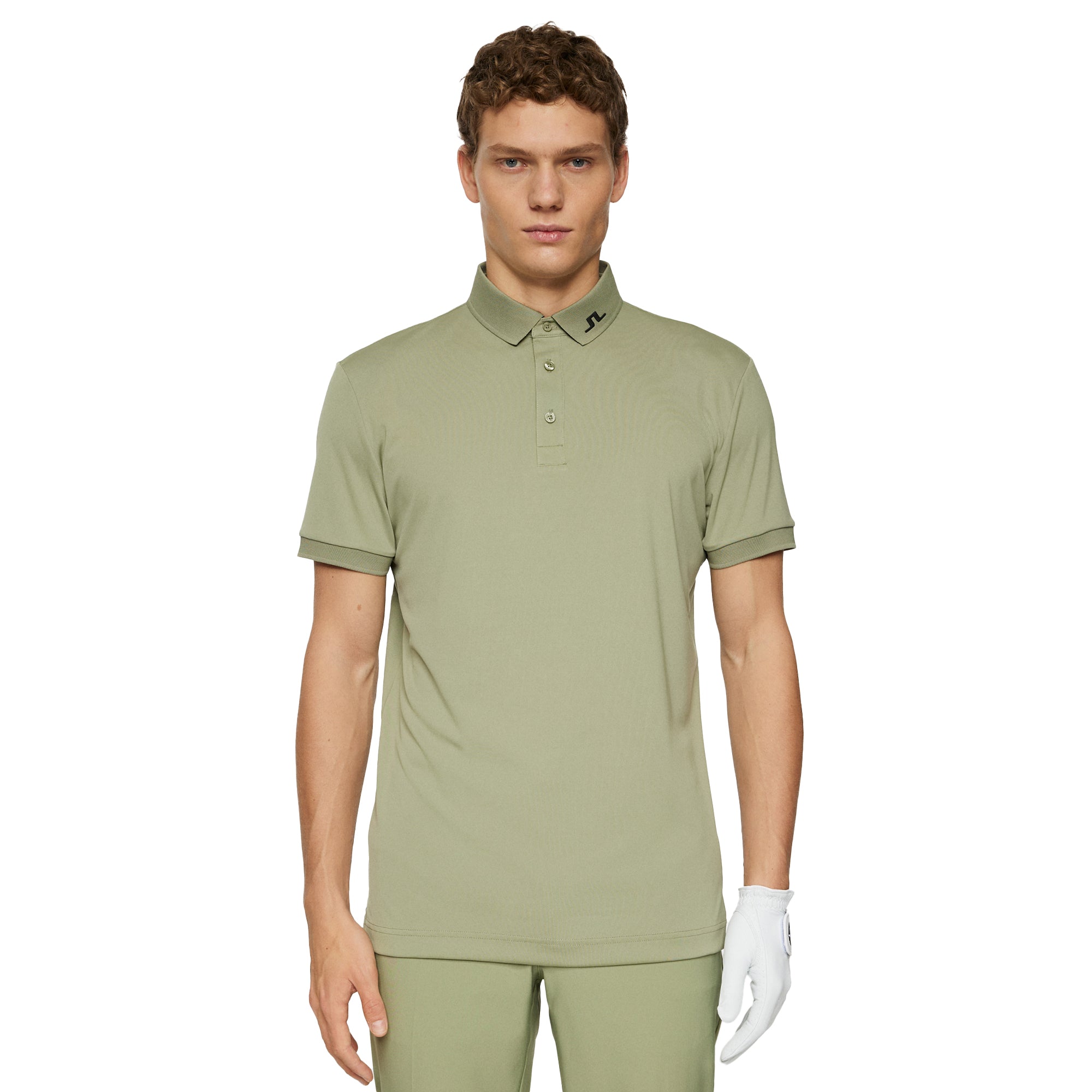 J.Lindeberg Golf KV Print Polo Shirt SS25 Tour Geo Olive M523