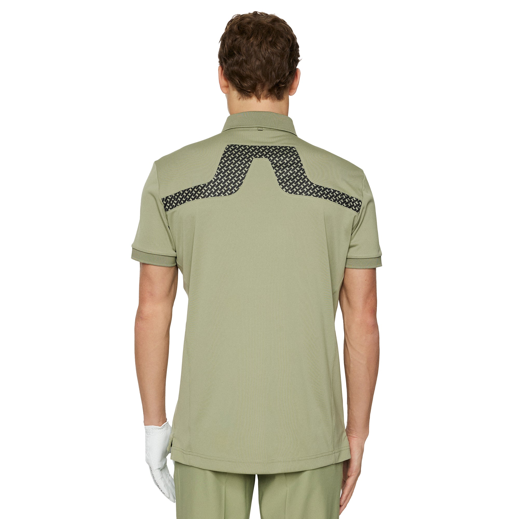 J.Lindeberg Golf KV Print Polo Shirt SS25 Tour Geo Olive M523