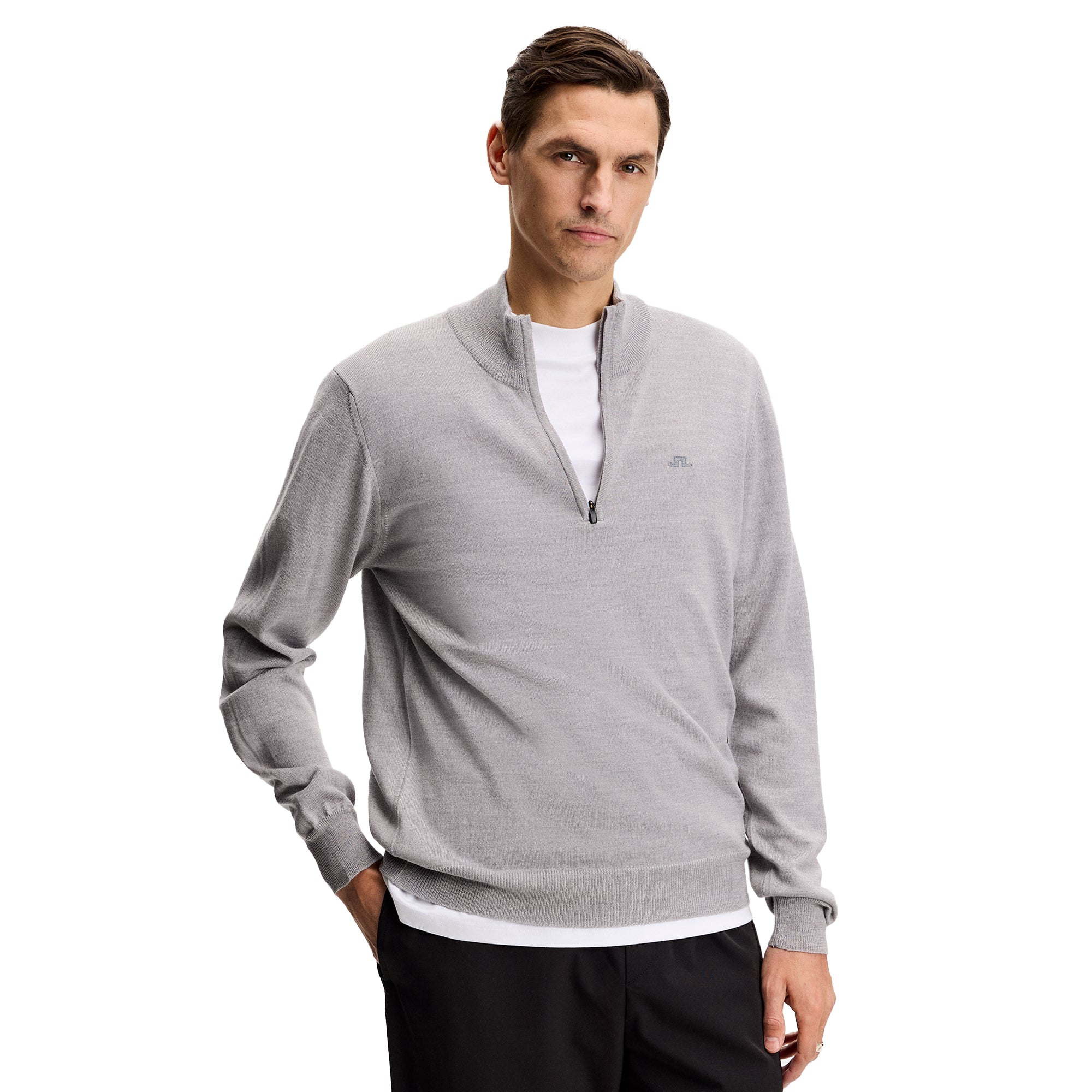 J.Lindeberg Golf Kiyan Merino 1/4 Zip Sweater NOOS - Light Grey