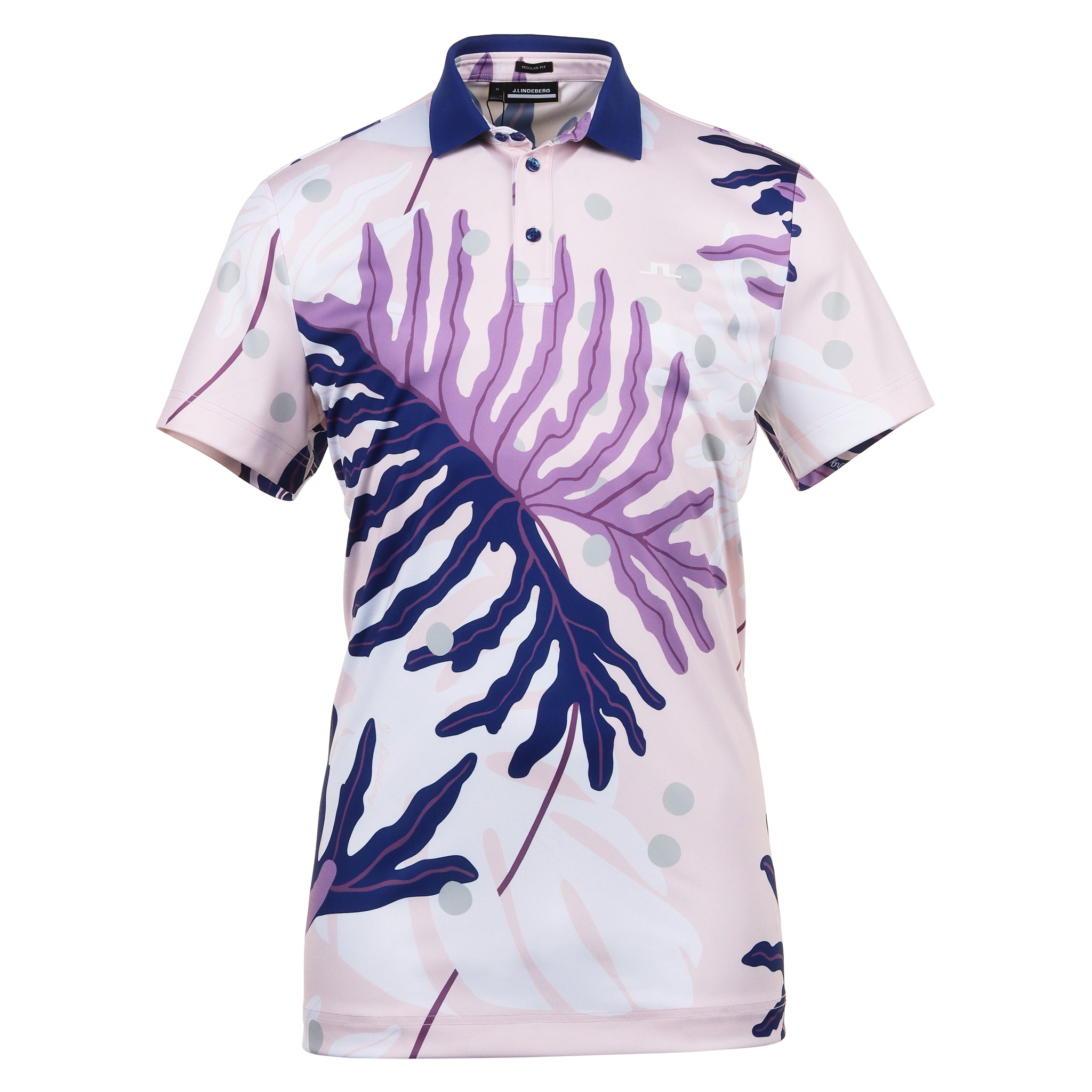 J.Lindeberg Golf Martin Print Polo Shirt GMJT10037 Paradise Monstera Pink  S199 | Function18 | Restrictedgs