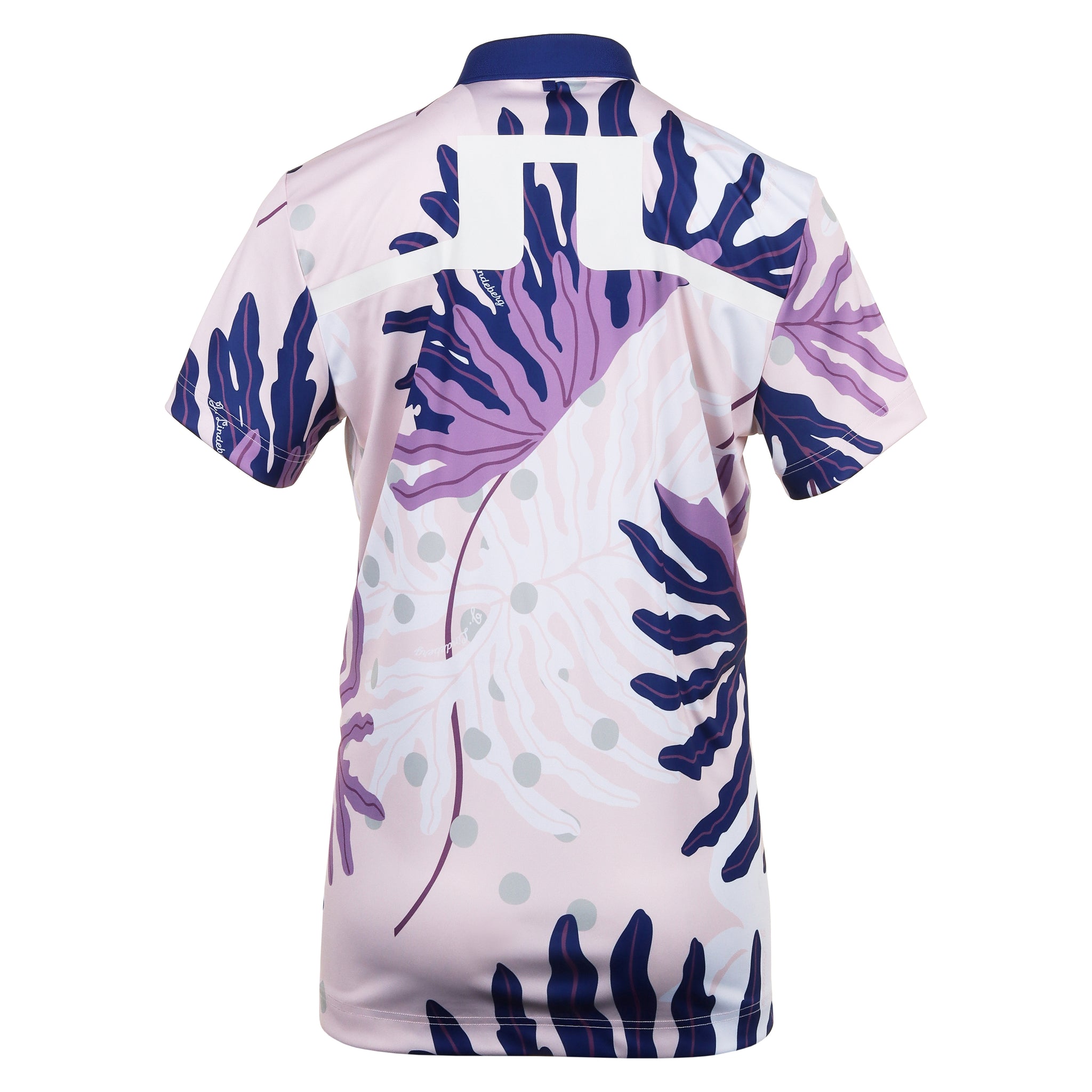 J.Lindeberg Golf Martin Print Polo Shirt GMJT10037 Paradise Monstera Pink  S199 | Function18 | Restrictedgs