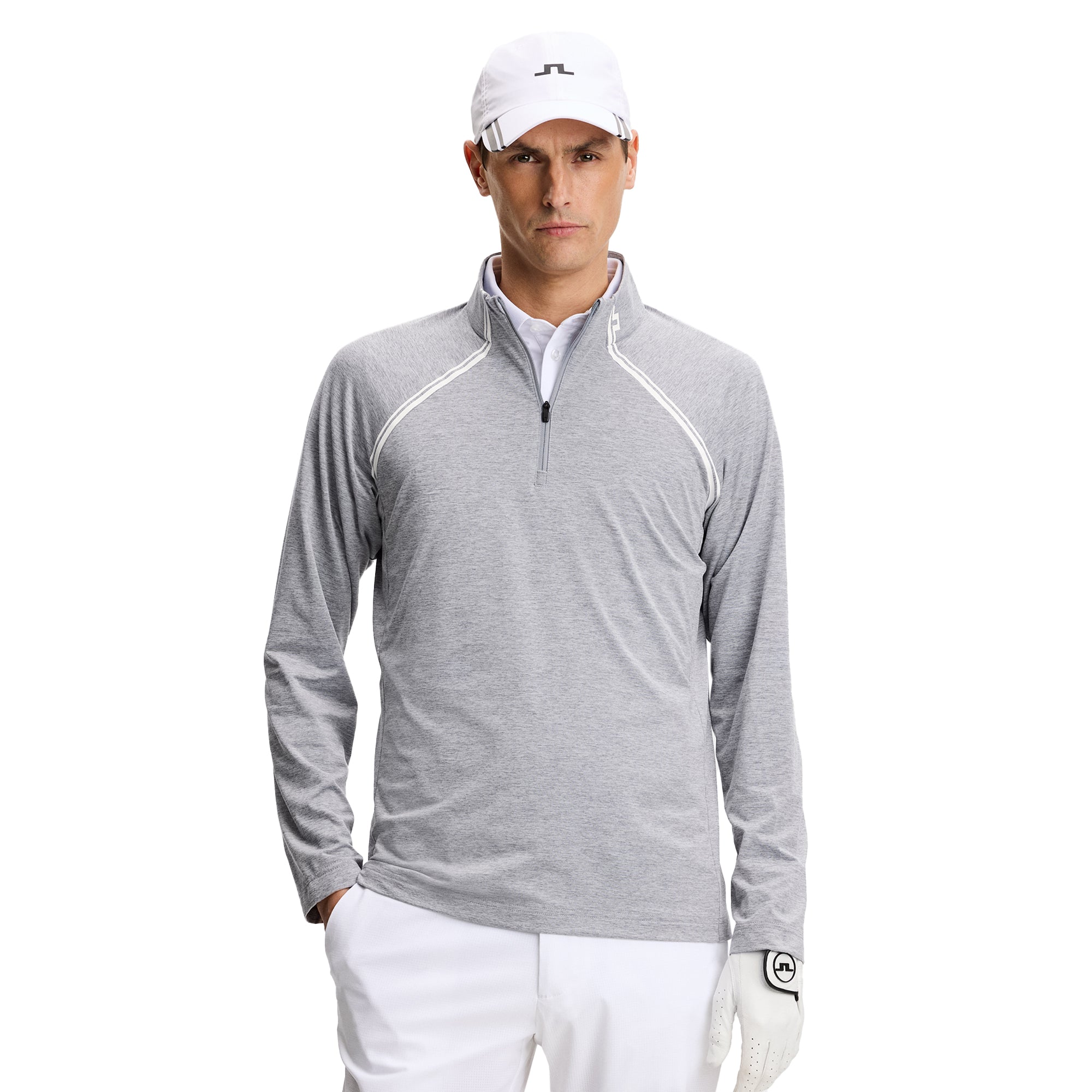J.LINDEBERG グレー ゴルフシャツ L J.Lindeberg Golf Players Mid Layer PS26 - Blue Haze O141