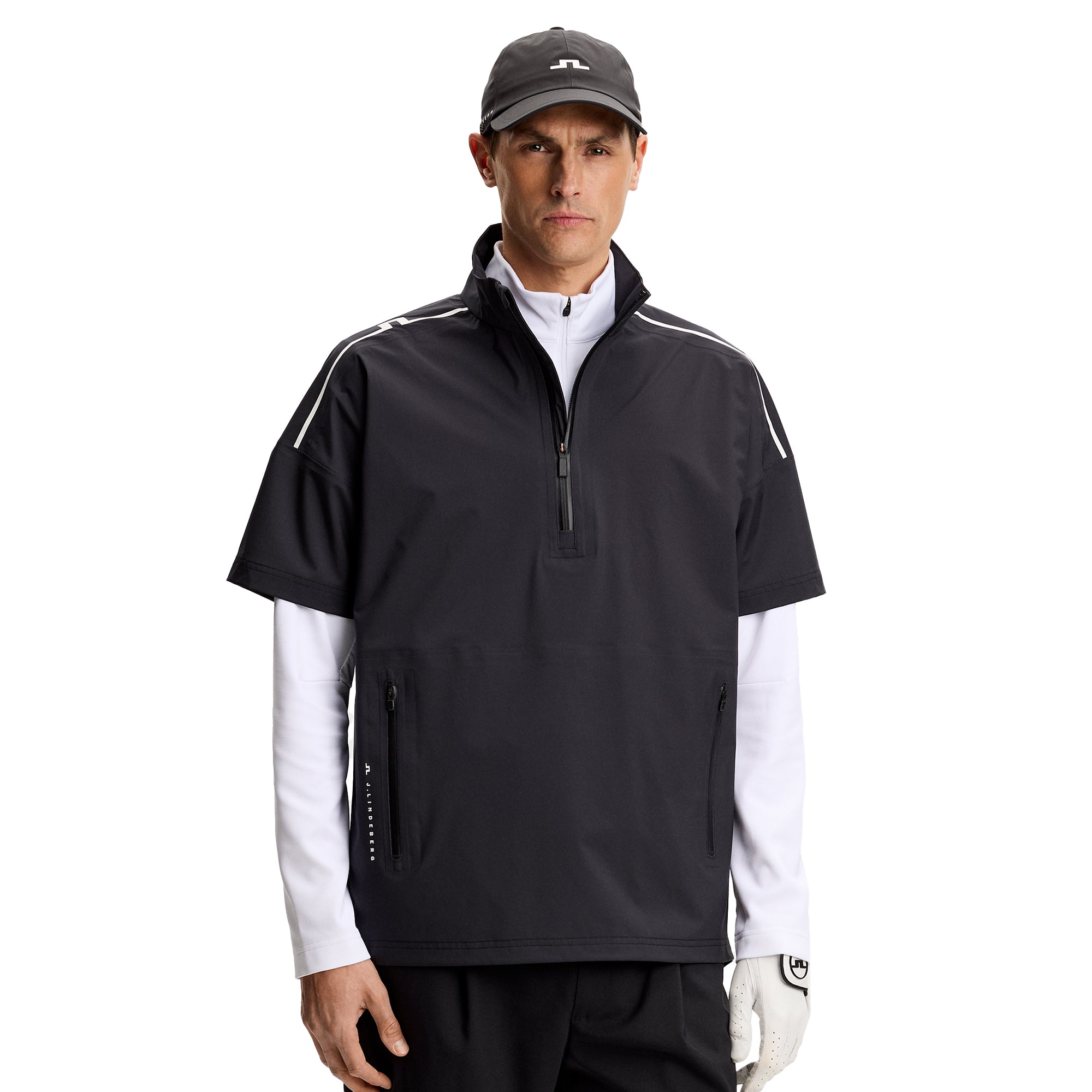 J.Lindeberg Golf Shay Rain Shirt SS26 - JL Navy 6855 - GMOW14447