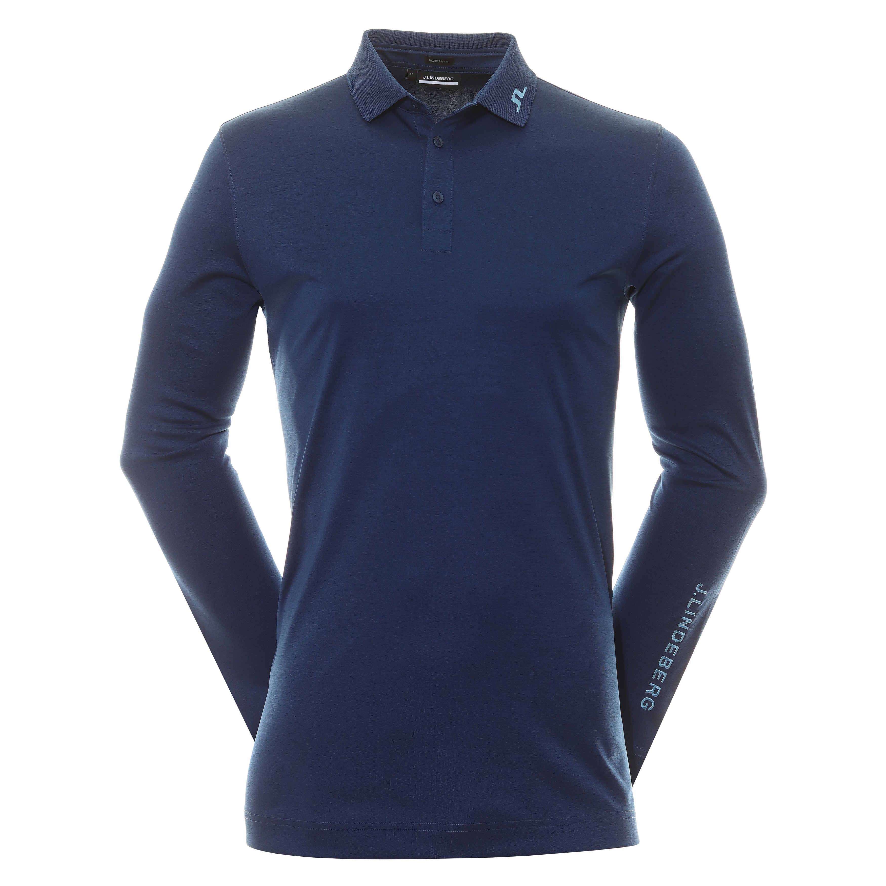 J.Lindeberg Golf Tour Tech Long Sleeve Polo Shirt GMJT08572 Estate Blue