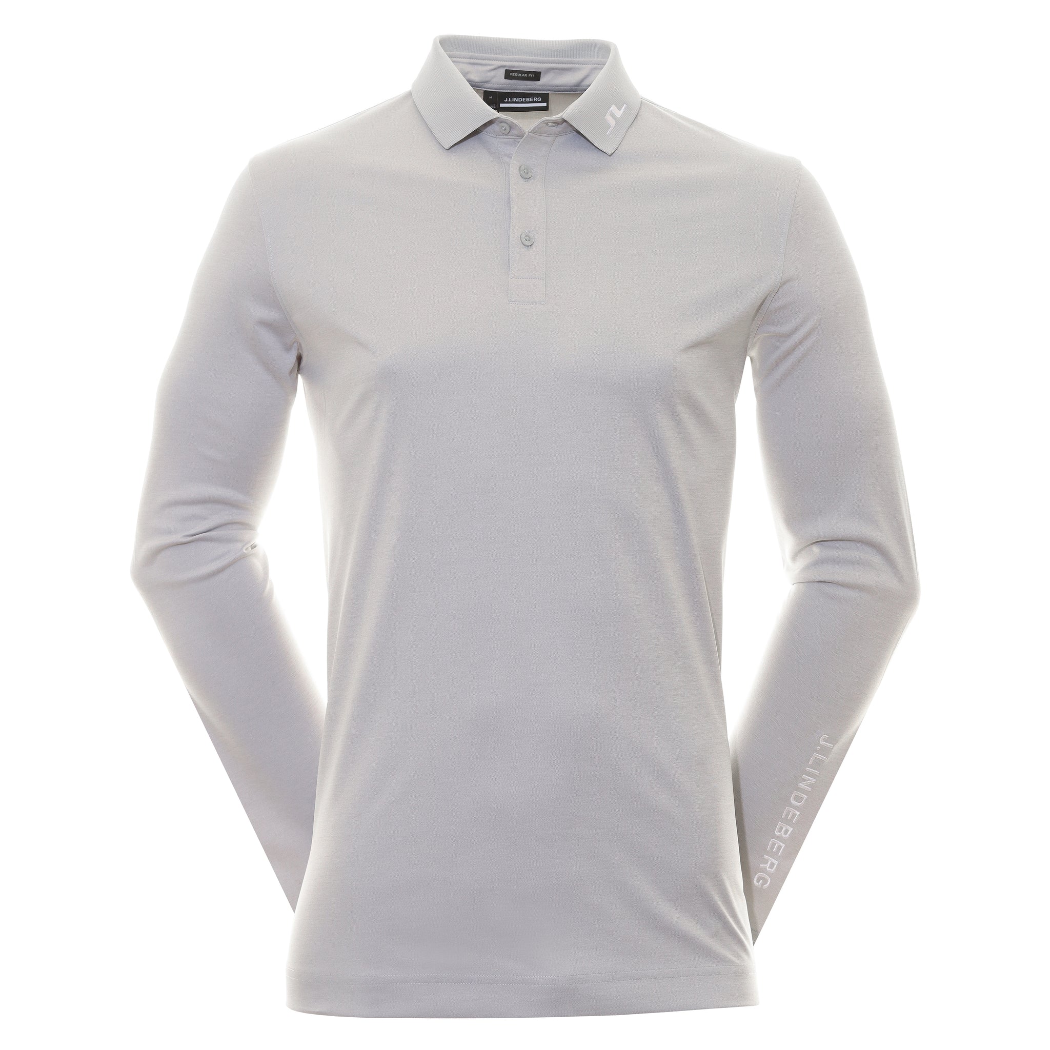 J.Lindeberg Golf Tour Tech Long Sleeve Polo Shirt GMJT08572 Light Grey