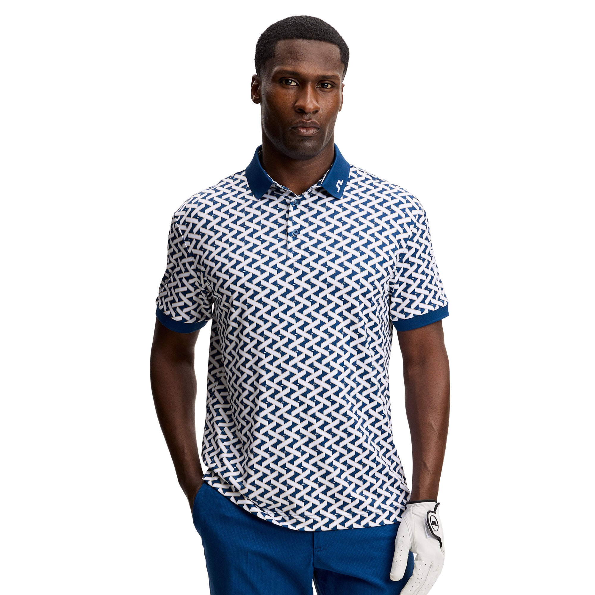 J.Lindeberg Golf Tour Tech Print Polo Shirt SH26 - Grove Blue O634