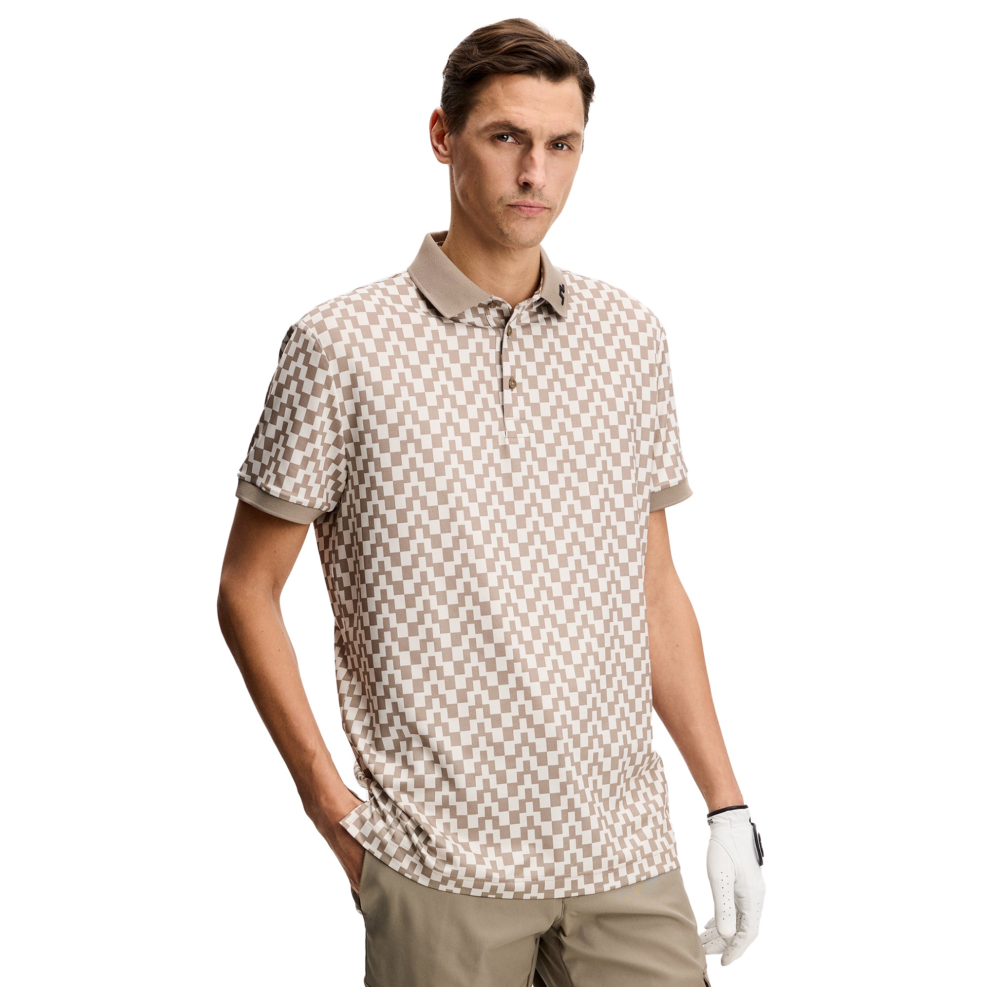 J.Lindeberg Golf Tour Tech Print Polo Shirt SS26 - Paradise Hedge